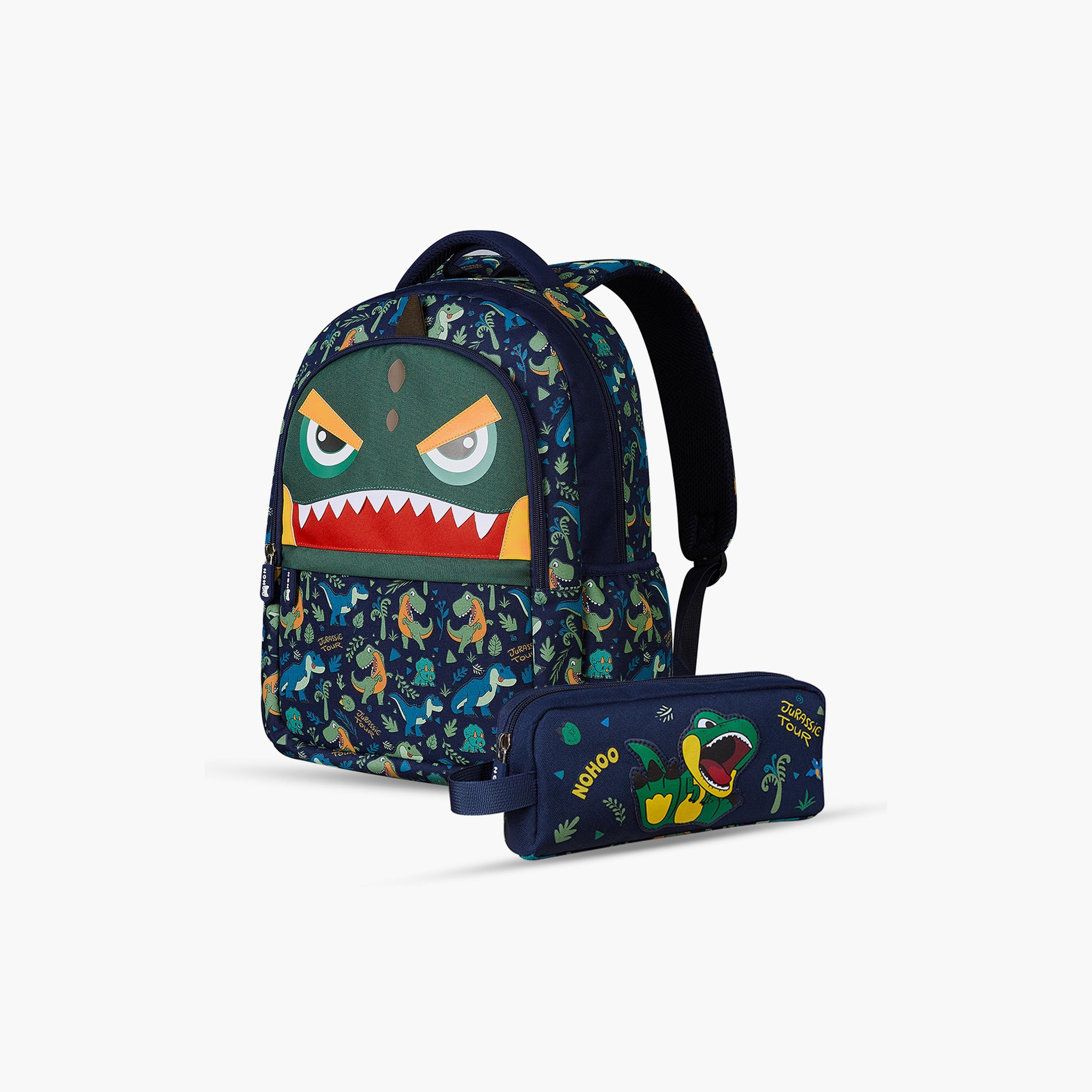 Nohoo School Bag with Pencil Case Dino, Purple-school-bagsandbackpacks-backpacks-image-1