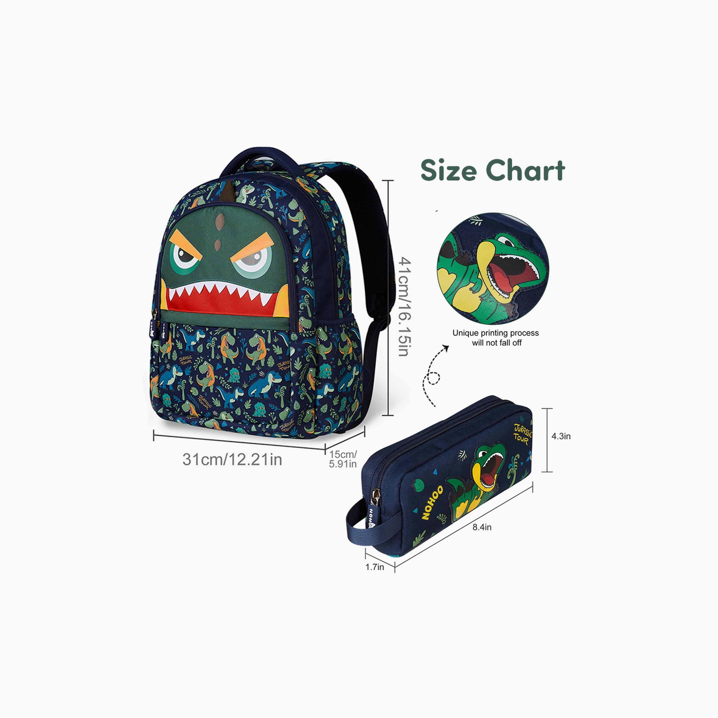 Nohoo School Bag with Pencil Case Dino, Purple-school-bagsandbackpacks-backpacks-image-5