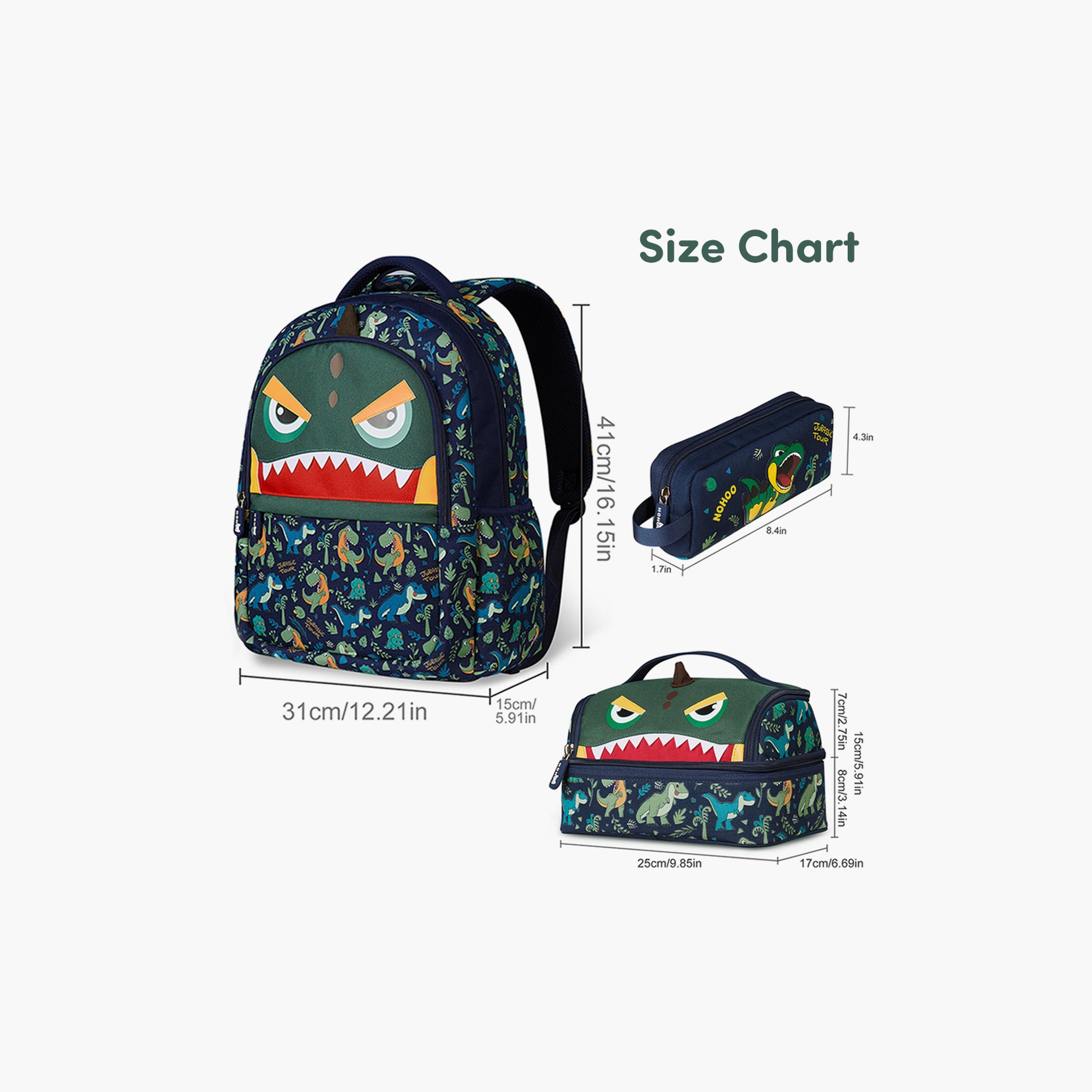 Nohoo School Bag, Lunch Bag and Pencil Case Dino Set of 3, Purple-school-bagsandbackpacks-sets-image-5