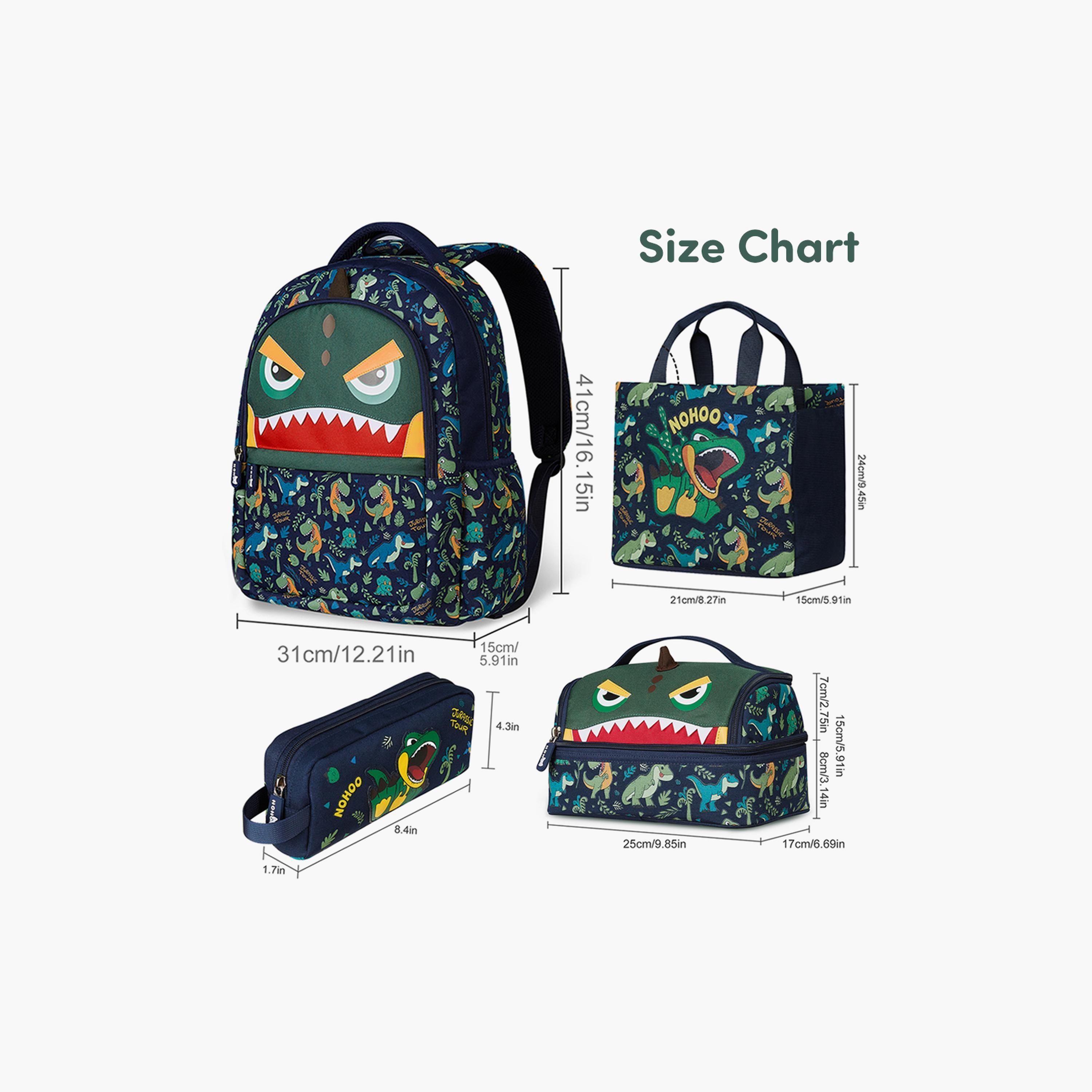 Nohoo School Bag, Lunch Bag, Handbag and Pencil Case Dino Set of 4, Purple-school-bagsandbackpacks-sets-image-5