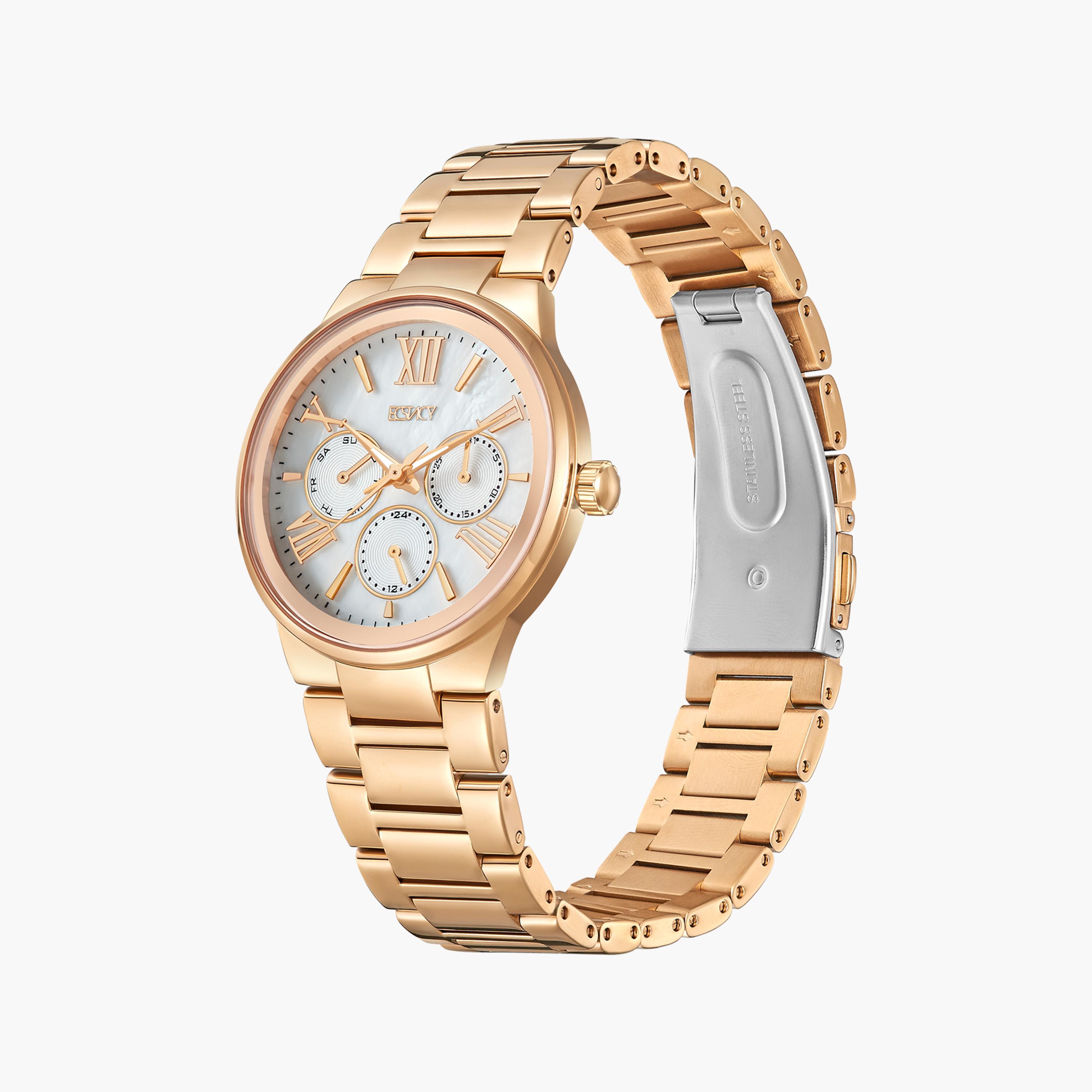 إكستاسي- ساعة كرونوغراف حزام ستانلس ستيل للنساء- ذهبي زهري | E23613-RBKM-women-watchesandjewellery-watches-image-2