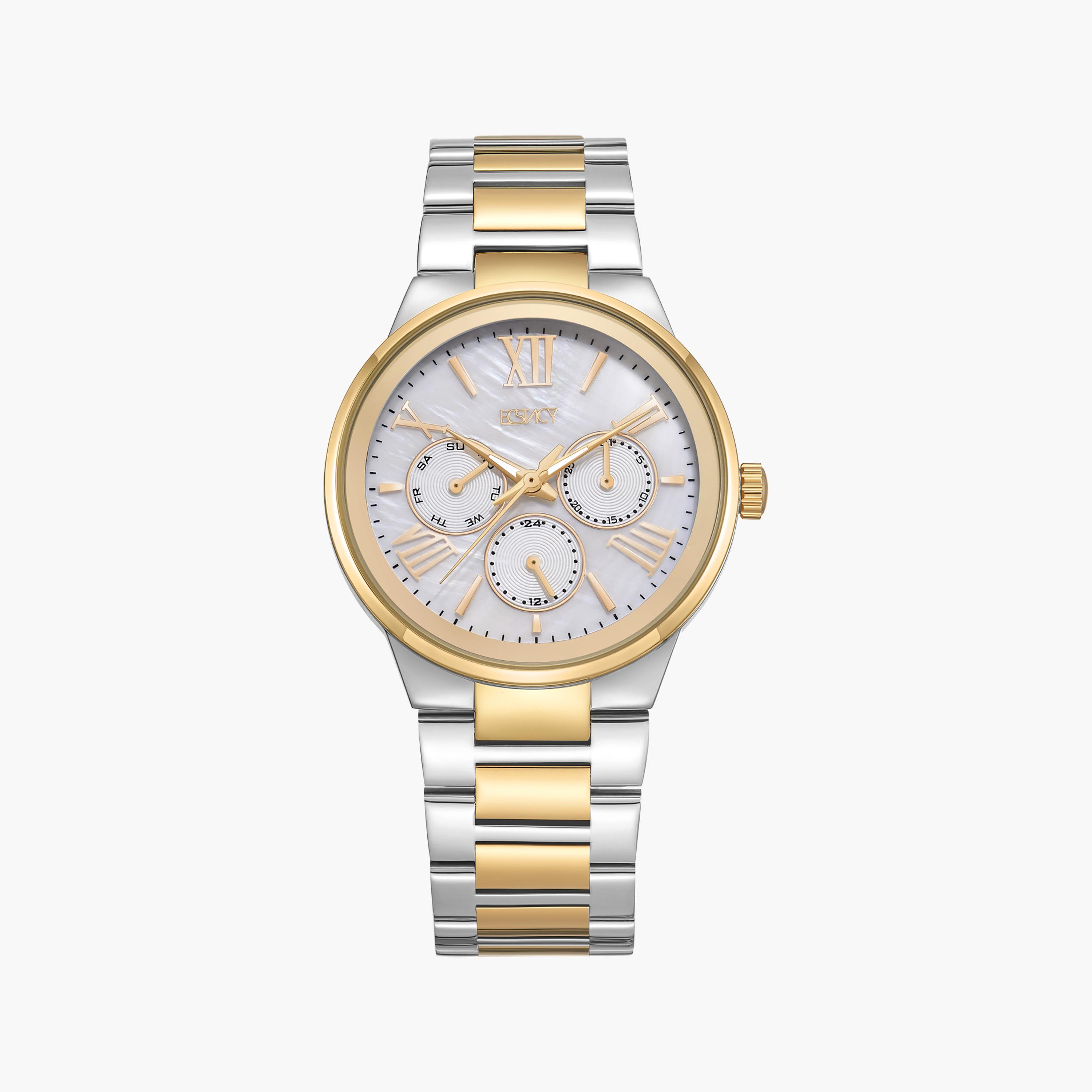 إكستاسي- ساعة كرونوغراف حزام ستانلس ستيل للنساء- ذهبي | E23613-TBTM-women-watchesandjewellery-watches-image-1