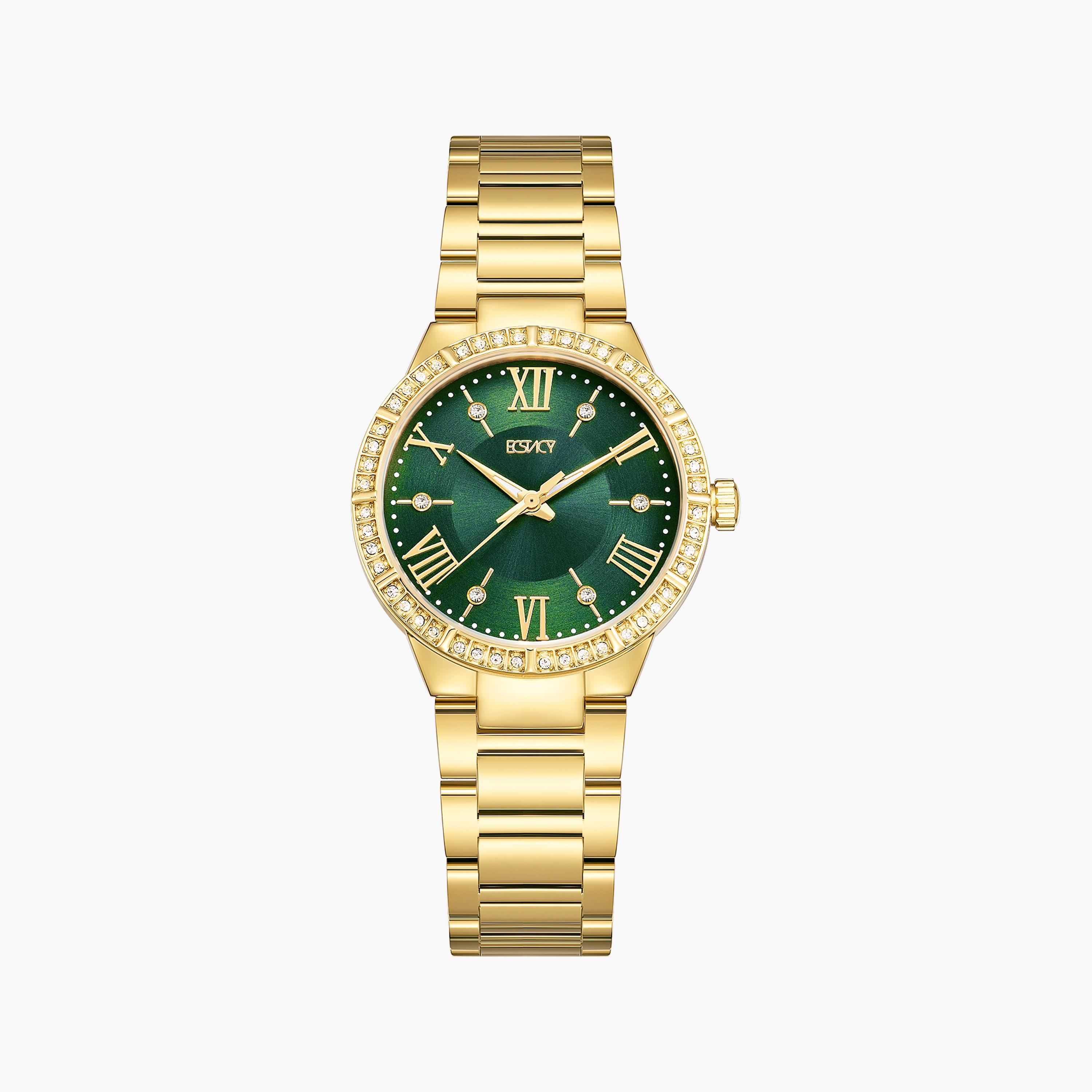 إكستاسي- ساعة تناظرية حزام ستانلس ستيل للنساء- ذهبي | E23514-RBKH-women-watchesandjewellery-watches-image-1