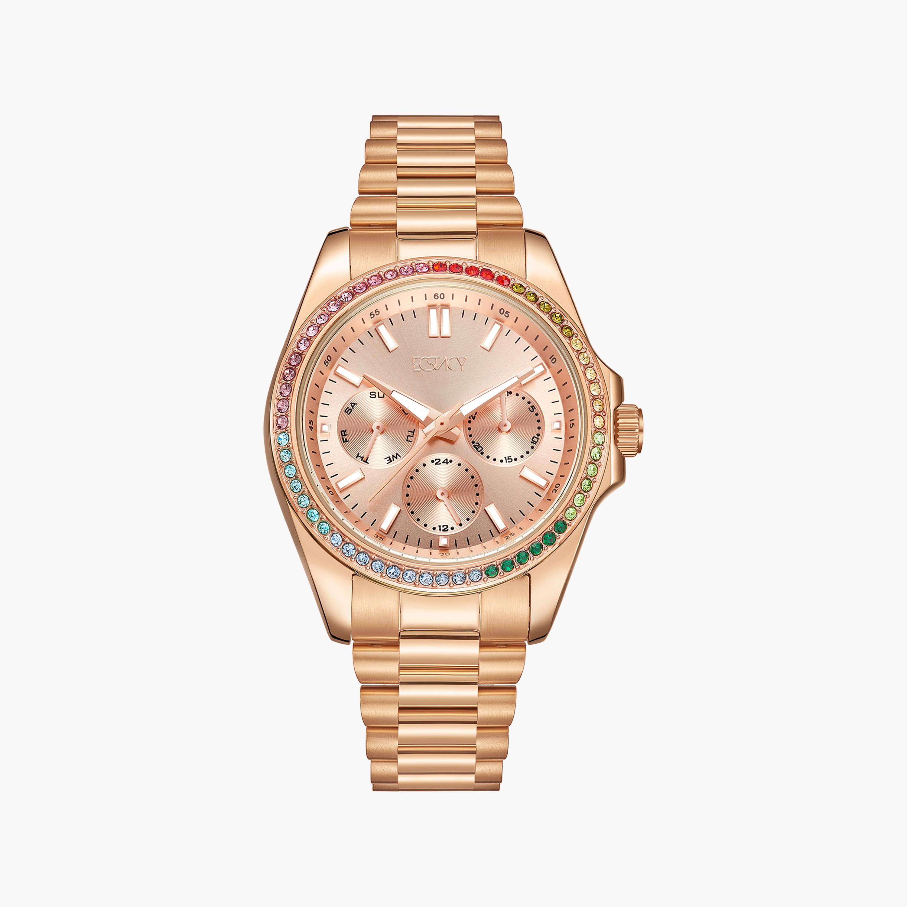 Ecstacy Women's Rose Gold Chronograph Stainless Steel Strap Watch | E23615-RBKK-women-watchesandjewellery-watches-image-1