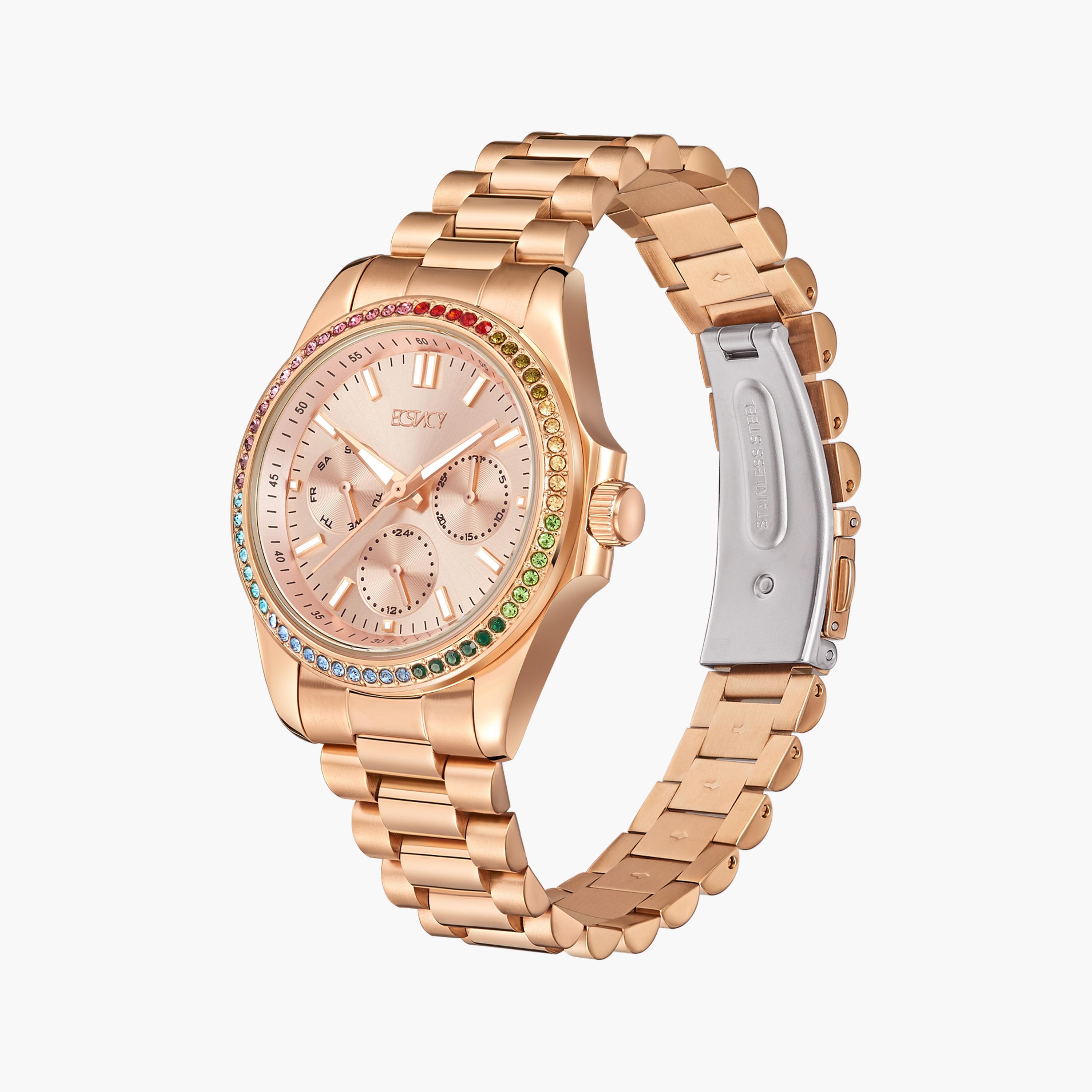 Ecstacy Women's Rose Gold Chronograph Stainless Steel Strap Watch | E23615-RBKK-women-watchesandjewellery-watches-image-2