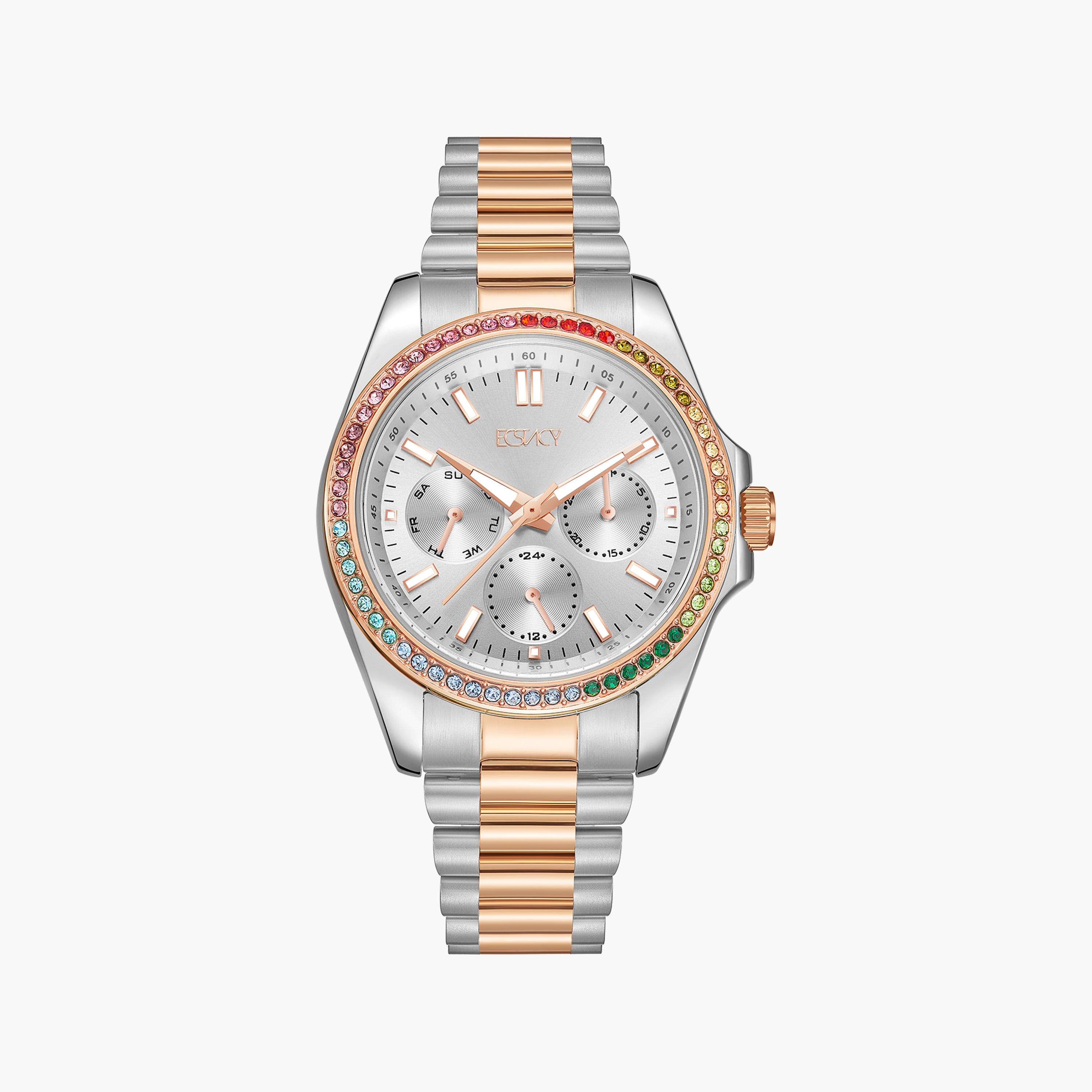 Ecstacy Women's Rose Gold Chronograph Stainless Steel Strap Watch | E23615-KBKS-women-watchesandjewellery-watches-image-1