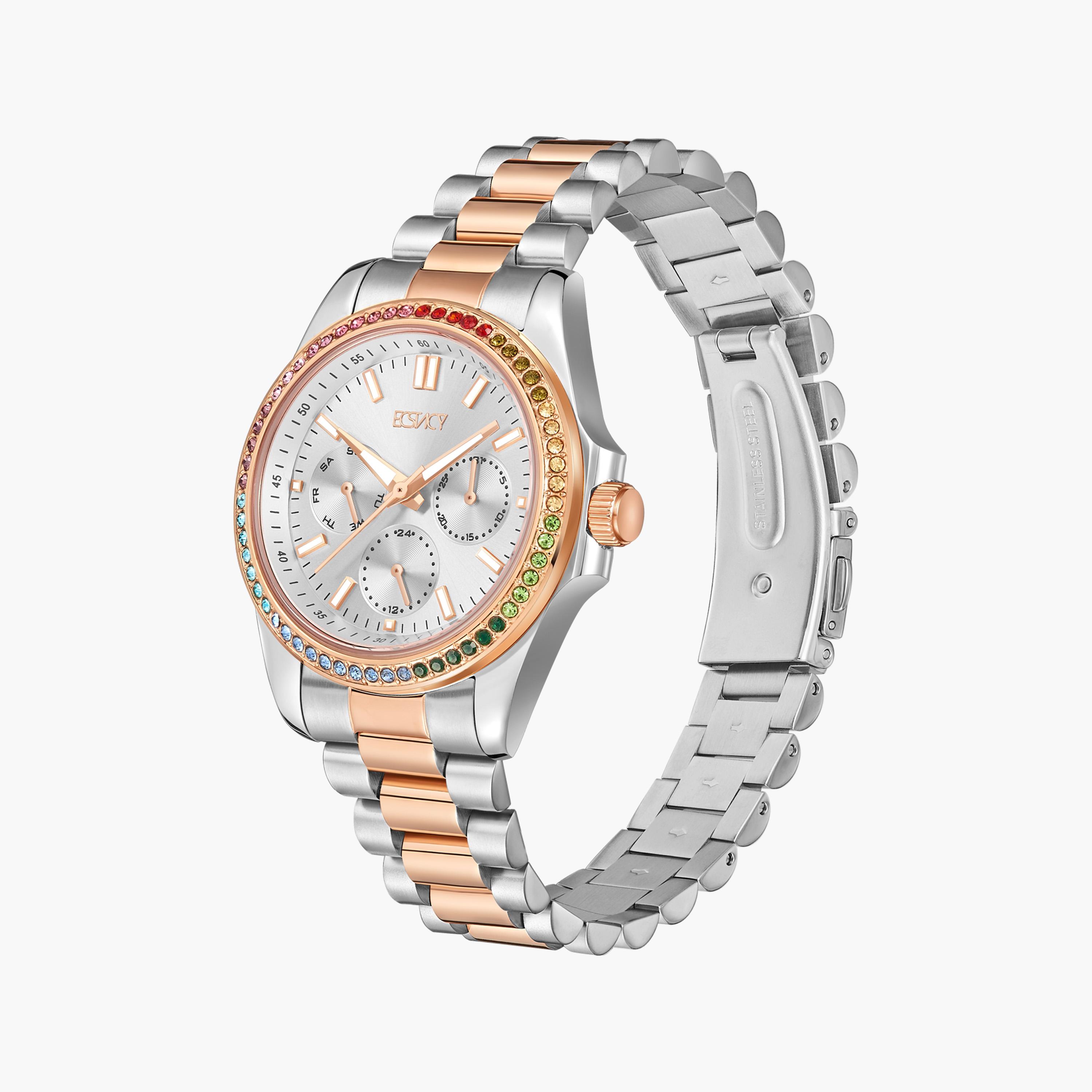 Ecstacy Women's Rose Gold Chronograph Stainless Steel Strap Watch | E23615-KBKS-women-watchesandjewellery-watches-image-2