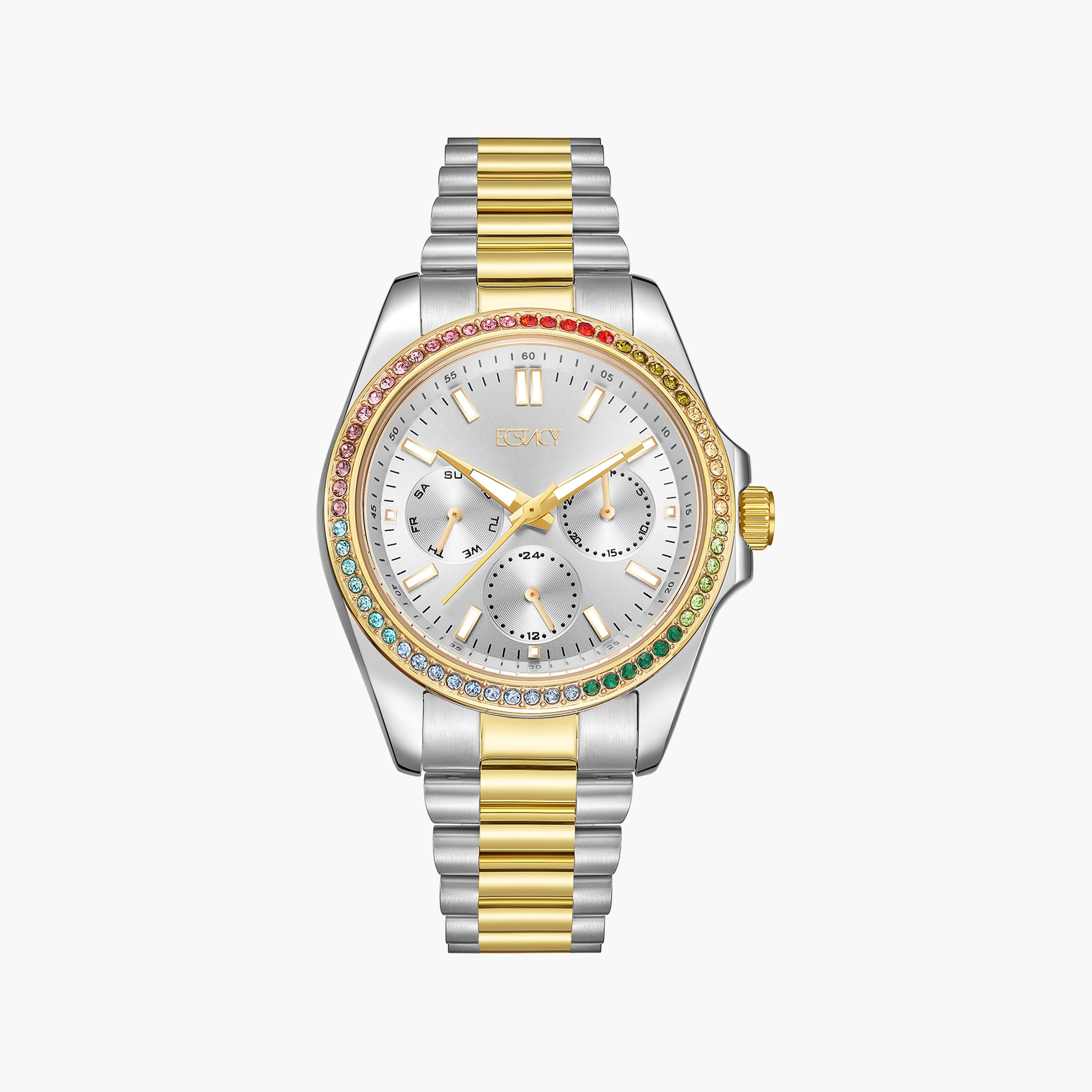 إكستاسي- ساعة كرونوغراف حزام ستانلس ستيل للنساء- ذهبي | E23615-TBTS-women-watchesandjewellery-watches-image-1