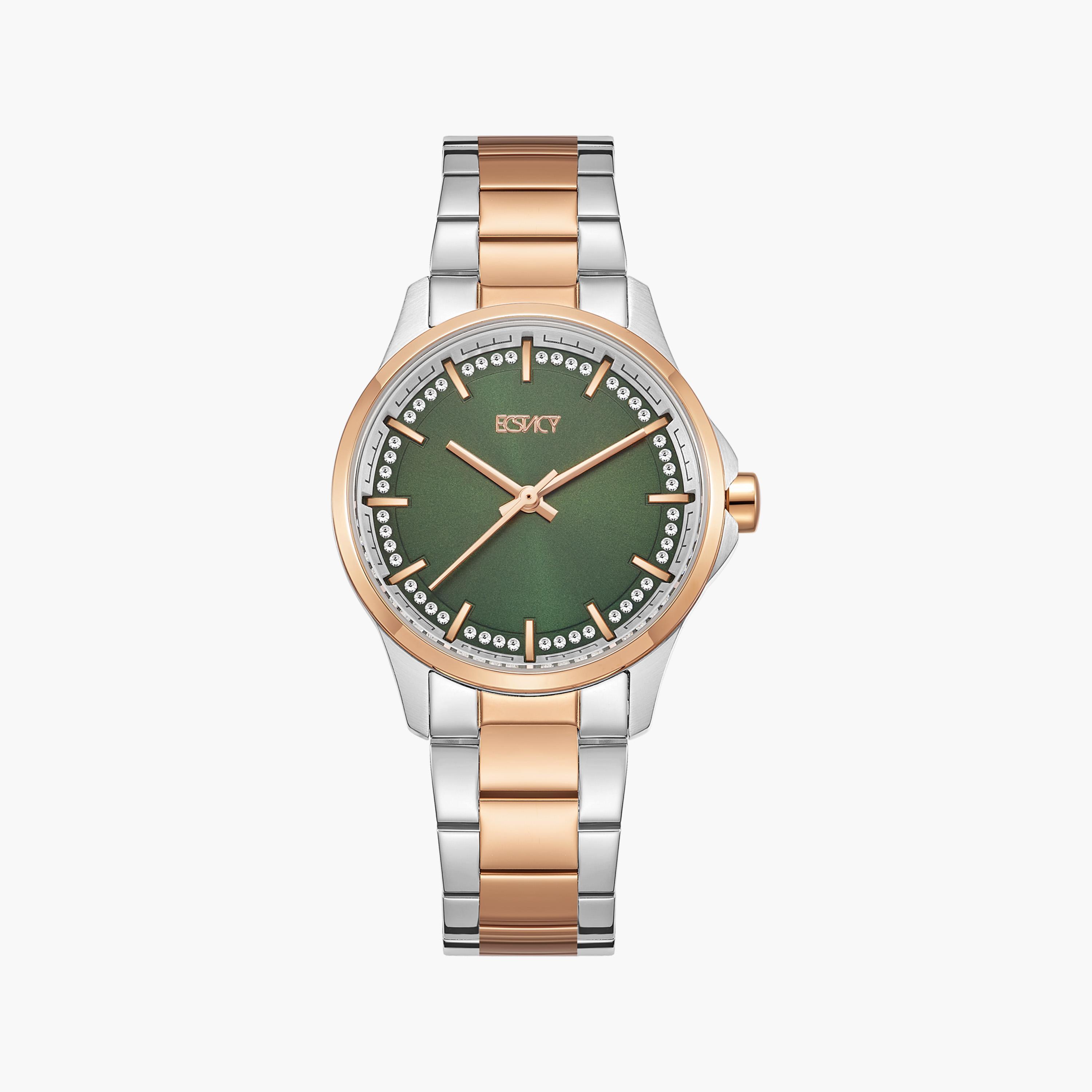 إكستاسي- ساعة تناظرية حزام ستانلس ستيل للنساء- ذهبي زهري  | E23516-KBKH-women-watchesandjewellery-watches-image-1