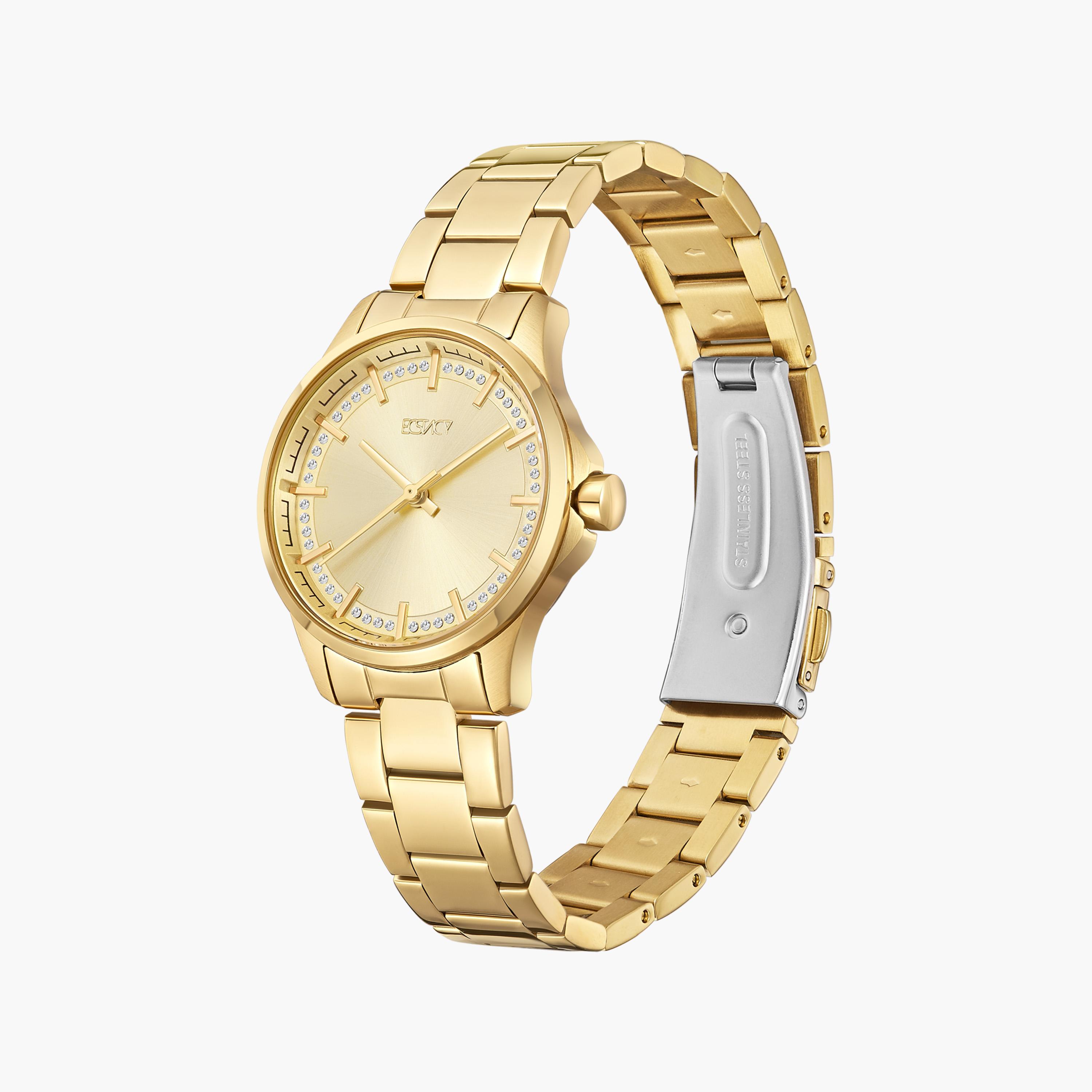 إكستاسي- ساعة تناظرية حزام ستانلس ستيل للنساء- ذهبي | E23516-GBGC-women-watchesandjewellery-watches-image-2