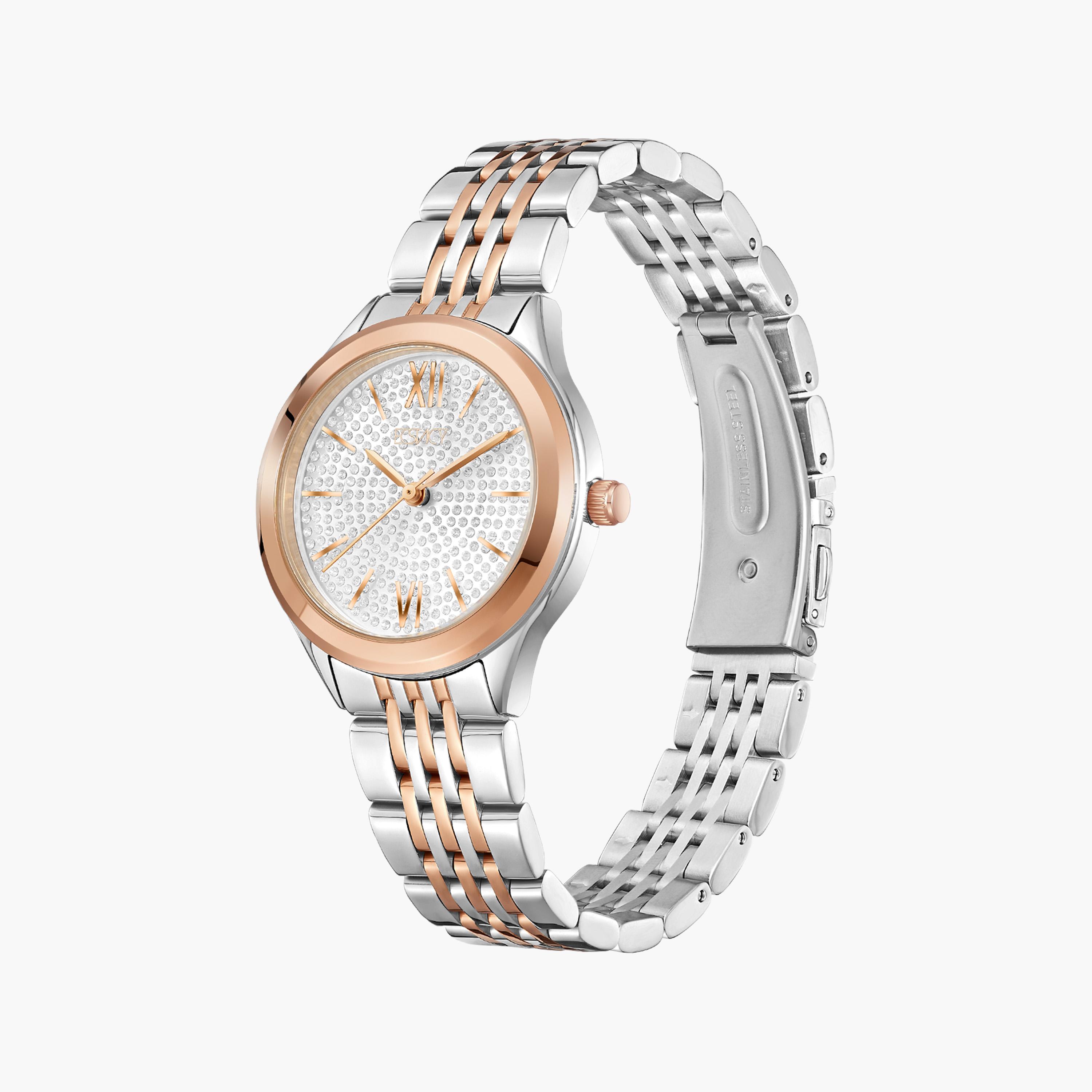 إكستاسي- ساعة تناظرية حزام ستانلس ستيل للنساء- ذهبي زهري  | E23517-KBKS-women-watchesandjewellery-watches-image-2