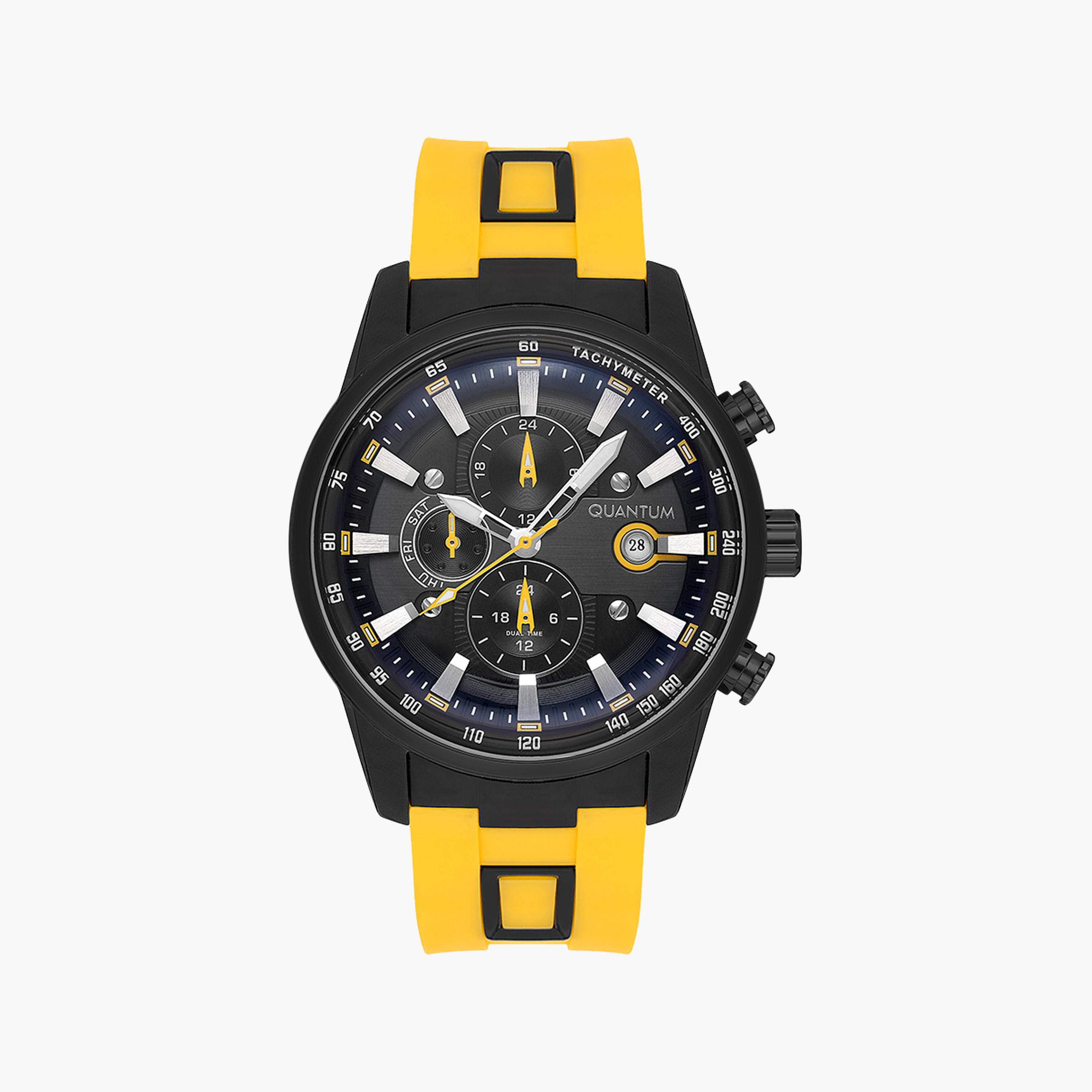 Quantum Men's Yellow Chronograph Silicone Strap Watch | ADG678.634-men-watchesandjewellery-watches-image-1