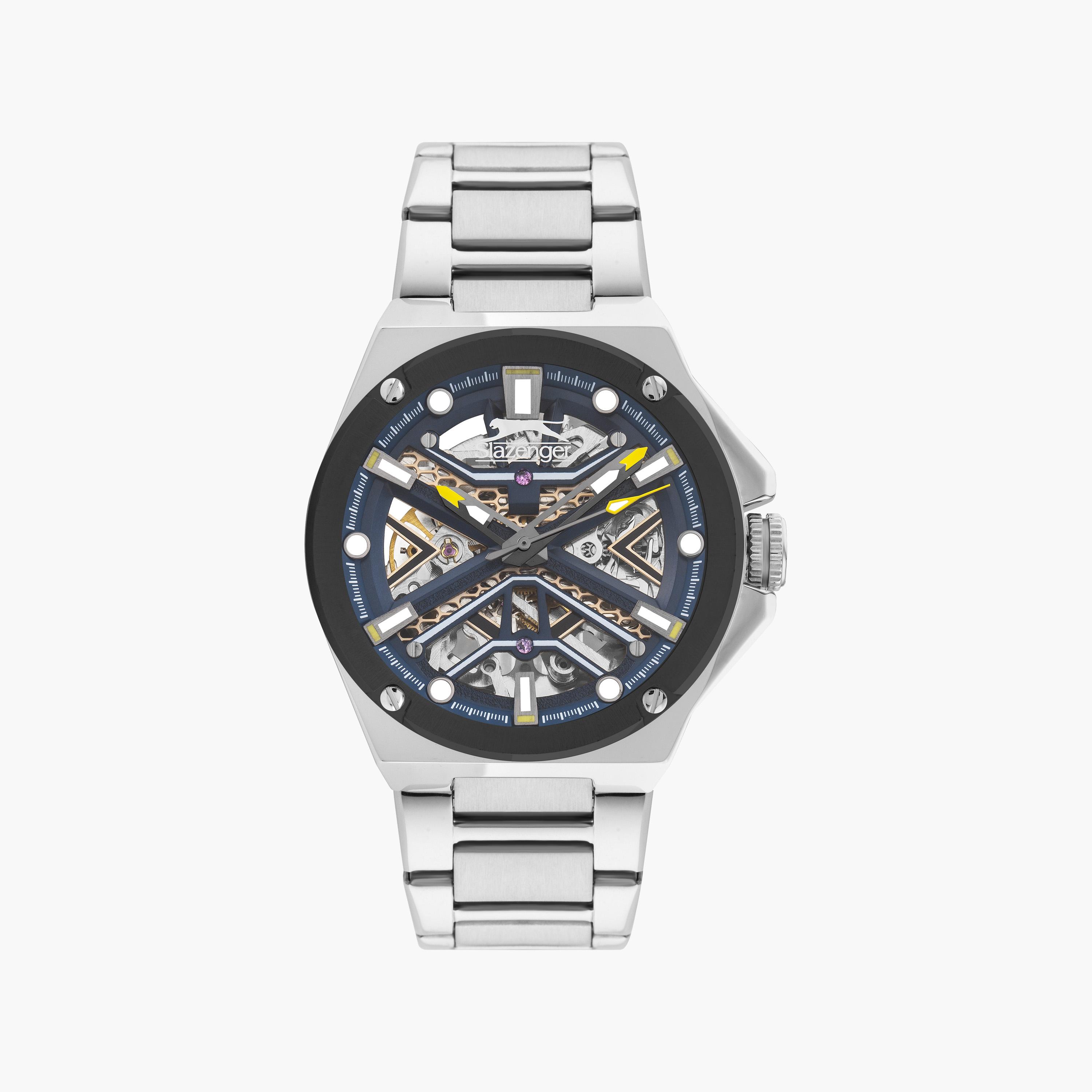 Slazenger Men's Silver Automatic Metal Strap Watch | SL.9.2264.1.04 | 44 MM-men-watchesandjewellery-watches-image-1