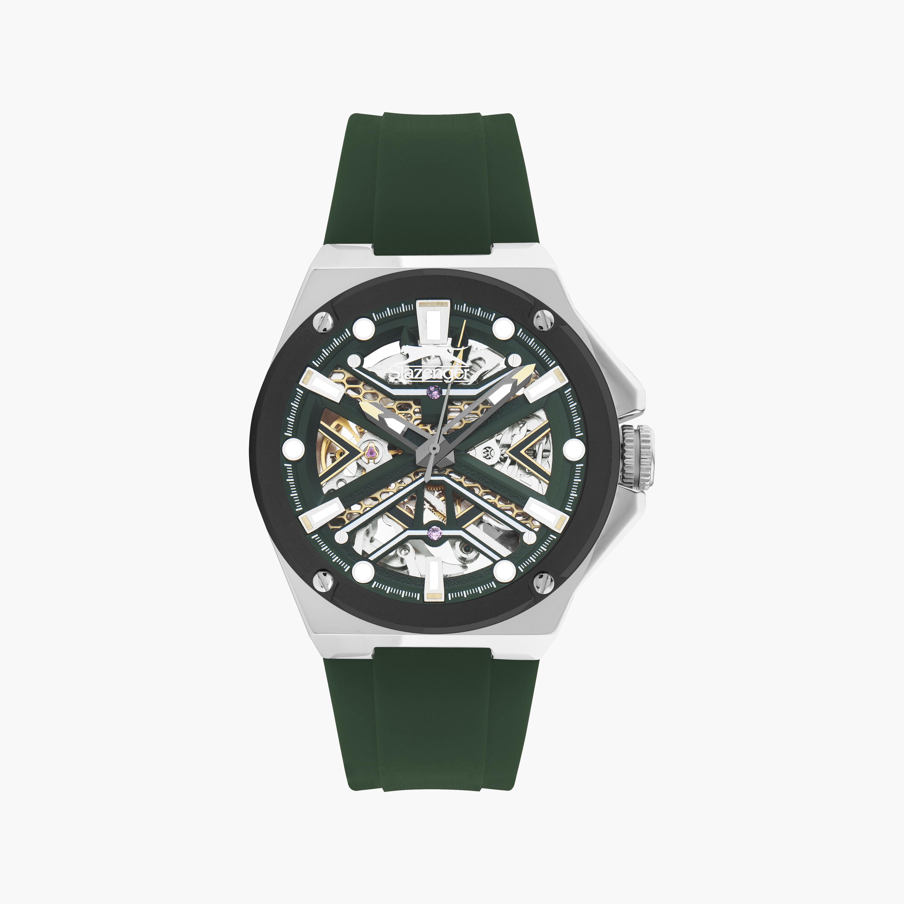 سلازنجر- ساعة رجالي اوتوماتيك حزام سليكون- أخضر | SL.9.2265.1.02-men-watchesandjewellery-watches-image-1