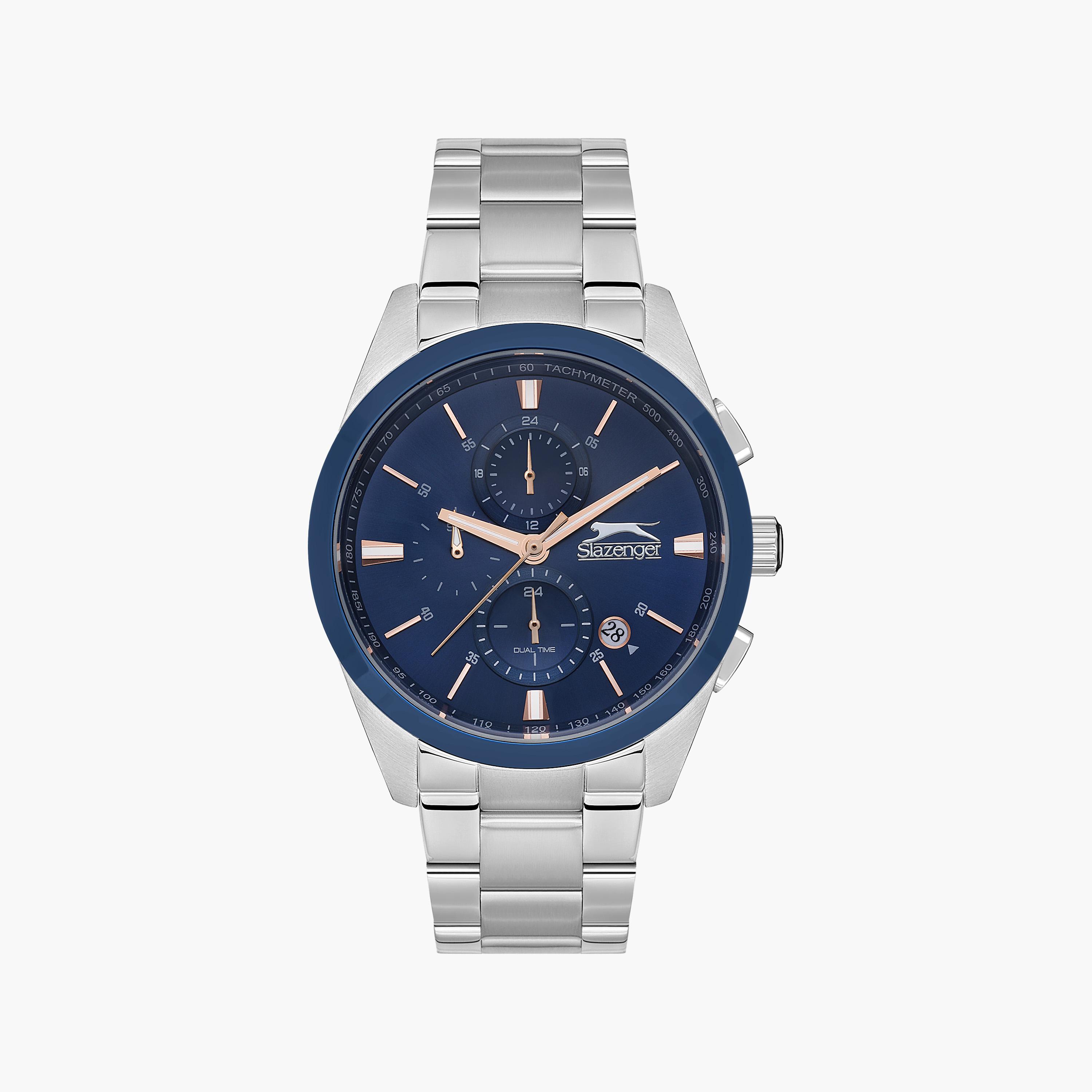 ساعة يد تناظرية فضية وذهبية بسوار ستانلس ستيل للرجال من أوماكس - 00JSB003N018-men-watchesandjewellery-watches-image-1