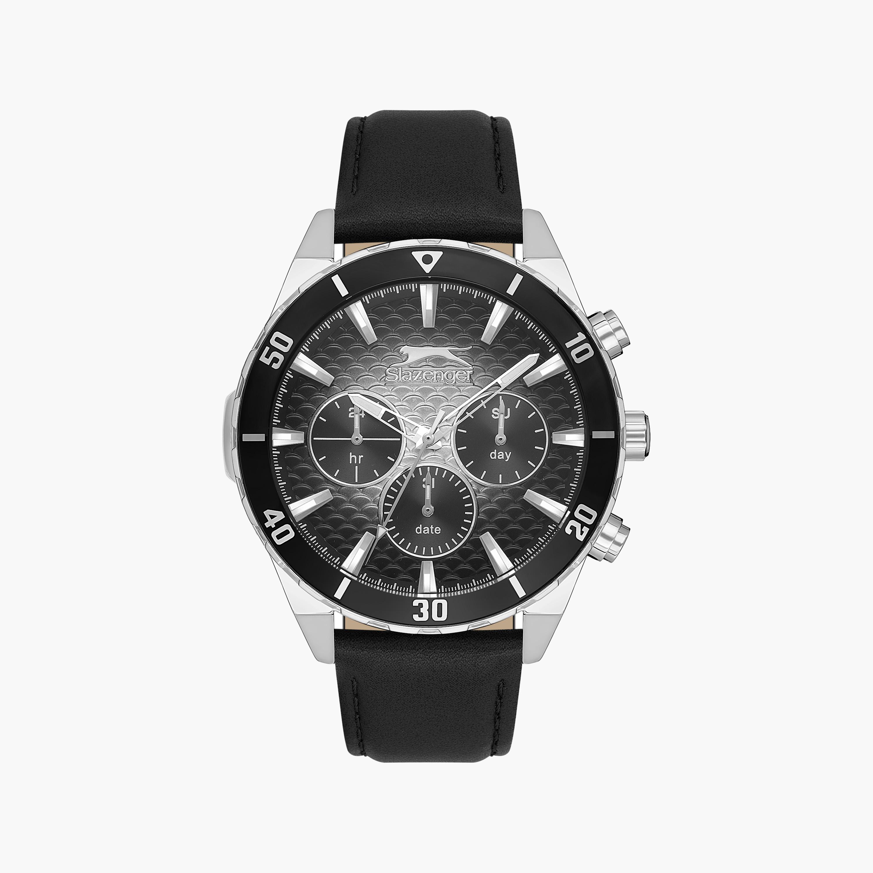 Slazenger Men's Black Chronograph Leather Strap Watch | SL.9.2237.2.01-men-watchesandjewellery-watches-image-1