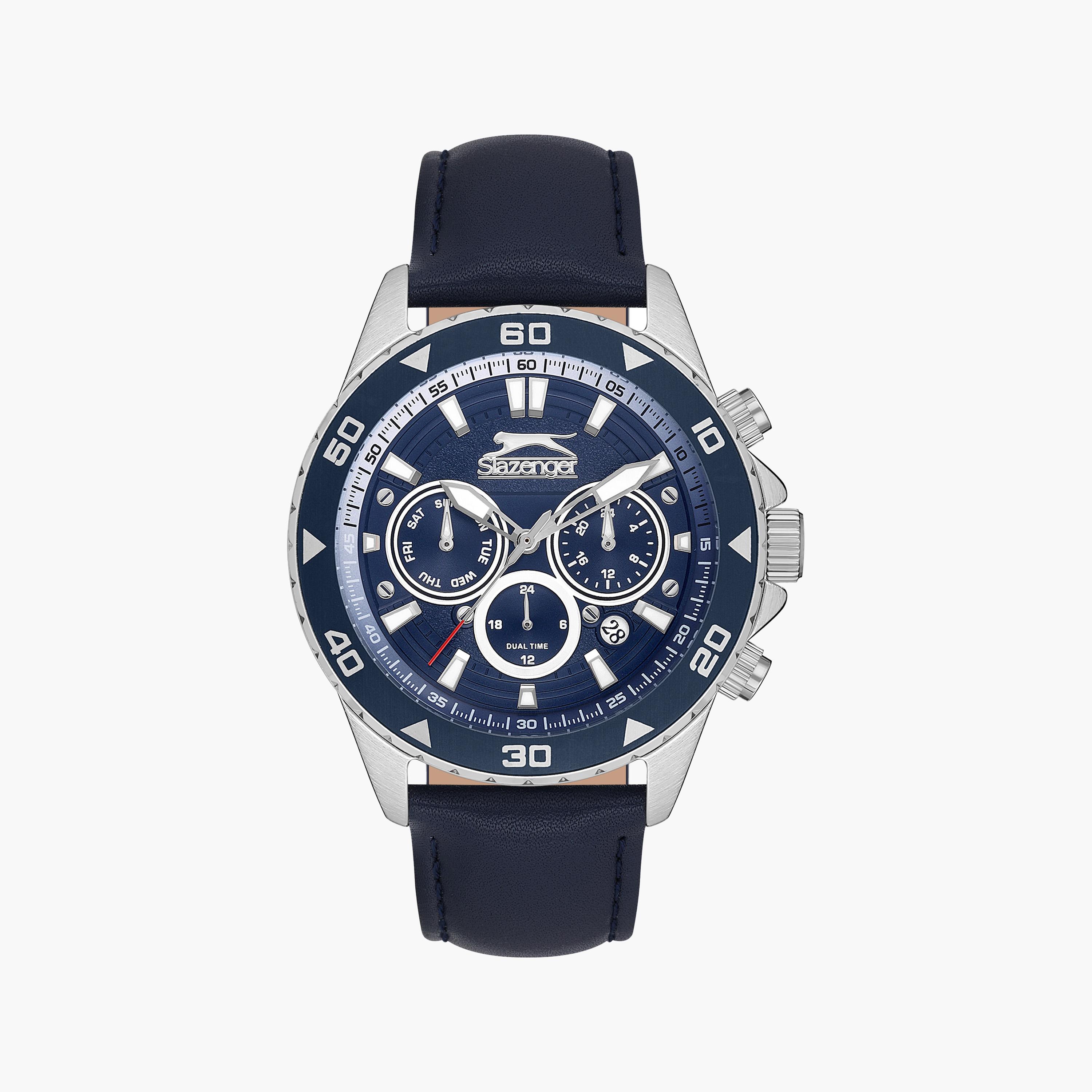 Slazenger Men's Blue Chronograph Leather Strap Watch | SL.9.2251.2.03-men-watchesandjewellery-watches-image-1