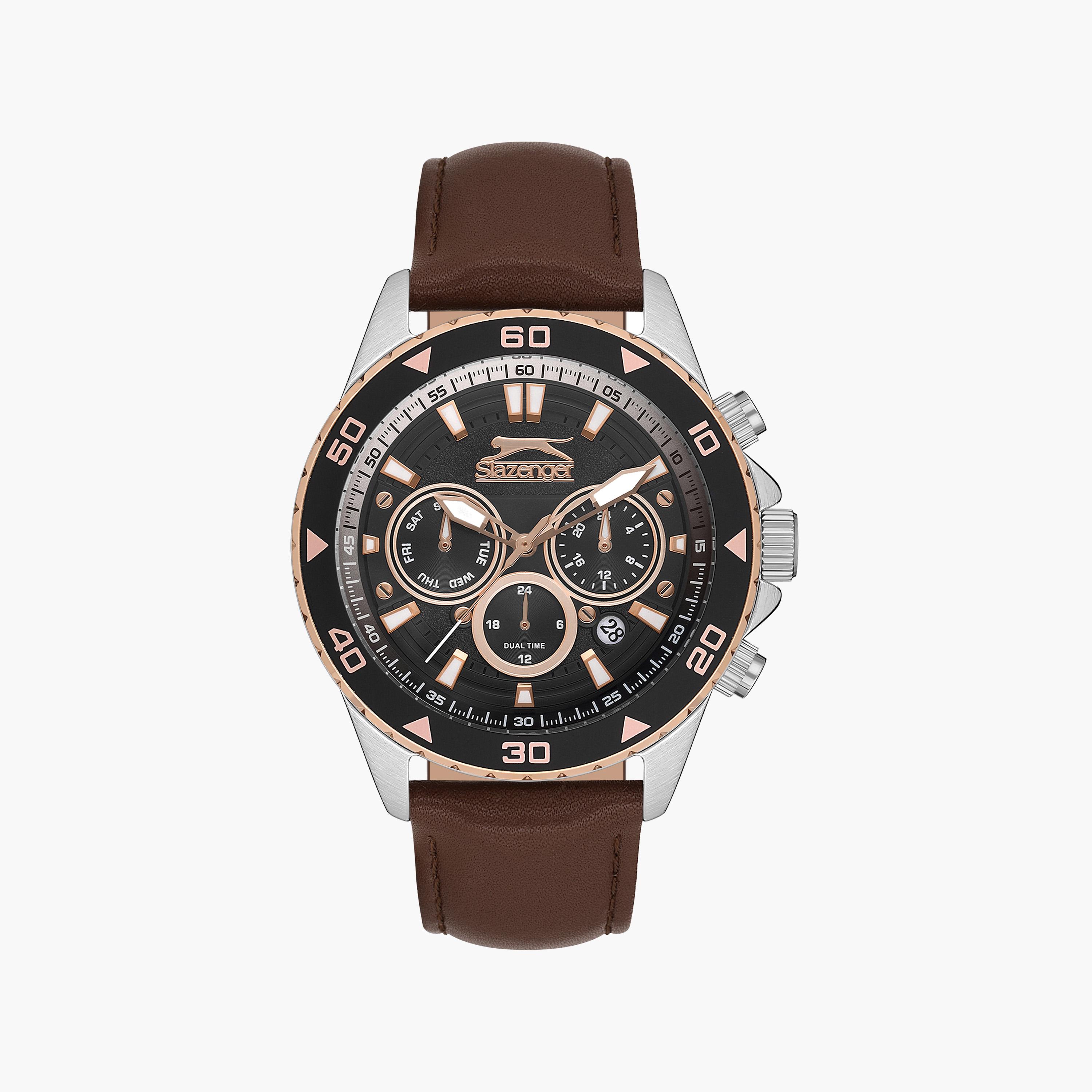 Slazenger Men's Brown Chronograph Leather Strap Watch | SL.9.2251.2.04-men-watchesandjewellery-watches-image-1