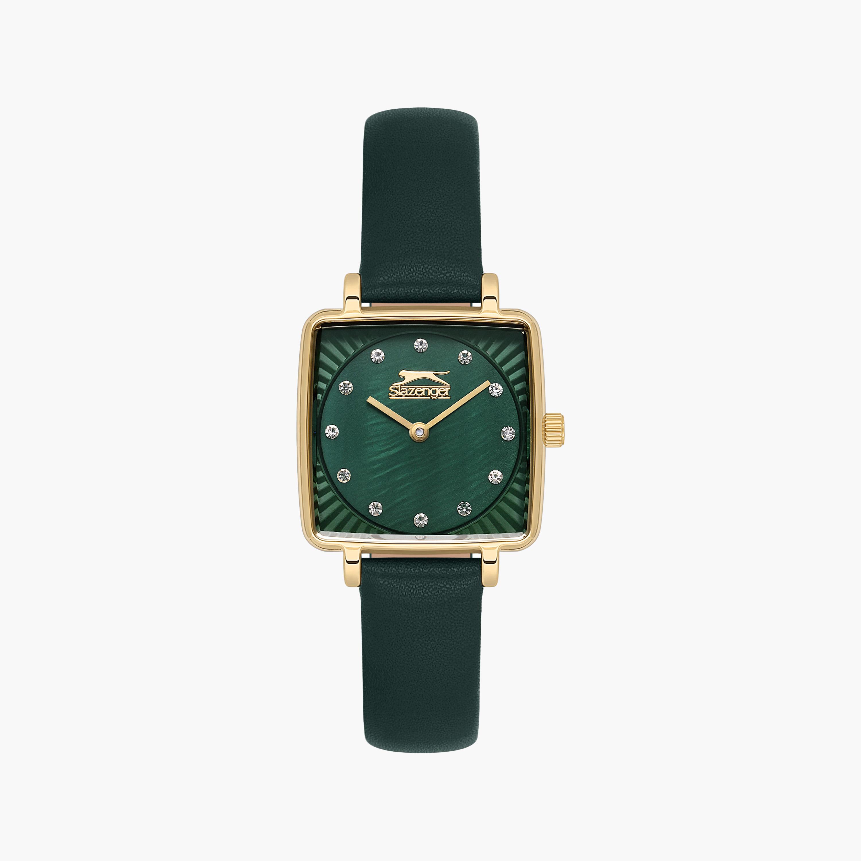 Slazenger Green Analog Leather Strap Watch | SL.9.2256.3.03-women-watchesandjewellery-watches-image-1