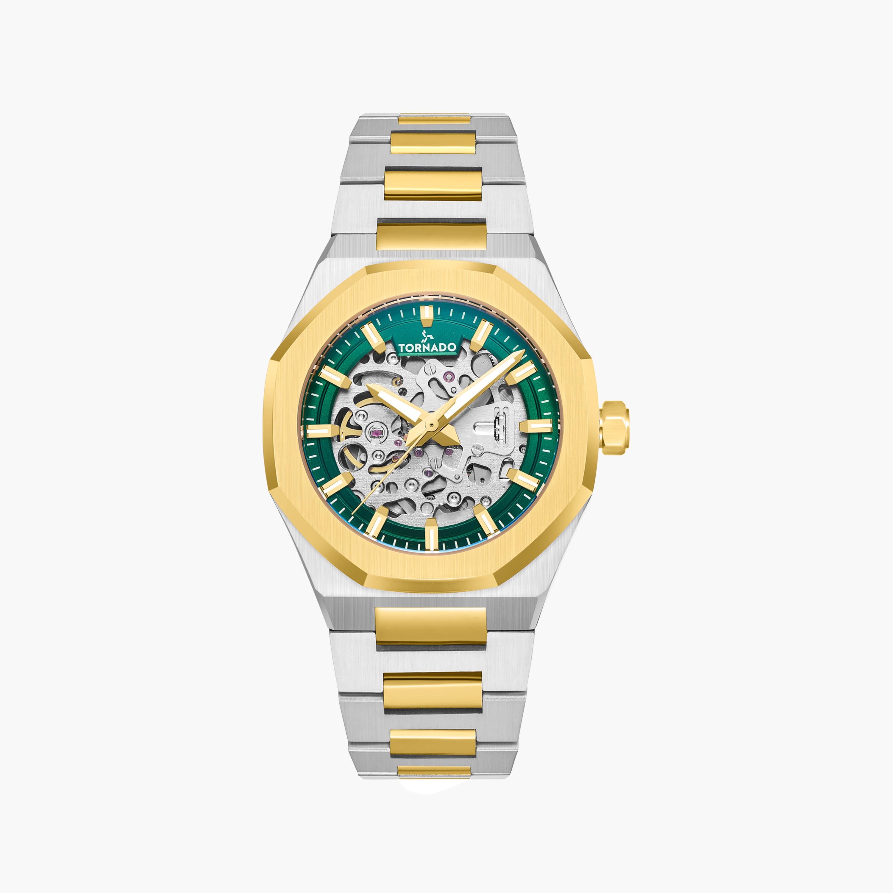 Tornado Men's Gold Automatic Stainless Steel Strap Watch | T24303-TBTH-men-watchesandjewellery-watches-image-1