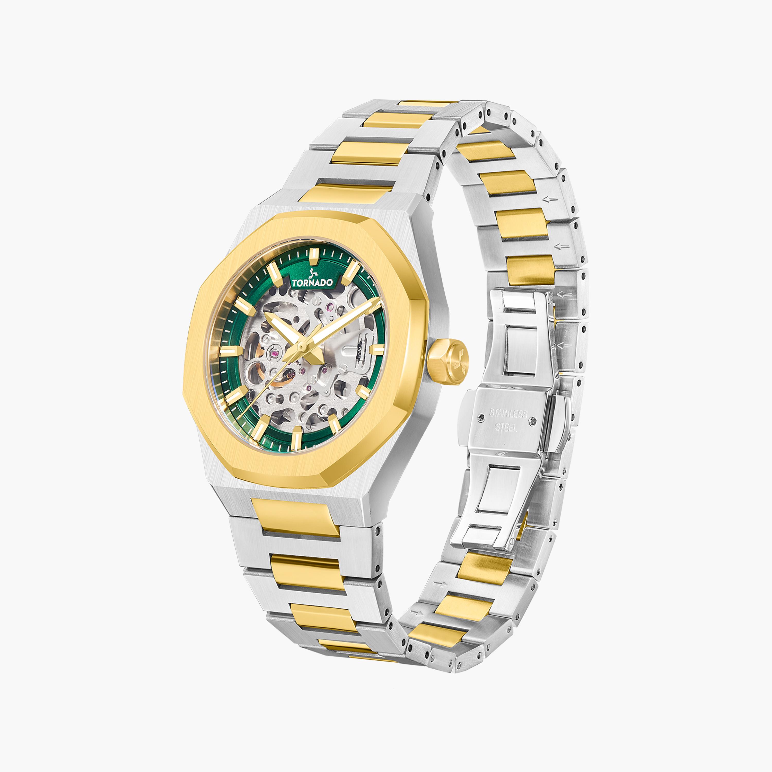 Tornado Men's Gold Automatic Stainless Steel Strap Watch | T24303-TBTH-men-watchesandjewellery-watches-image-2