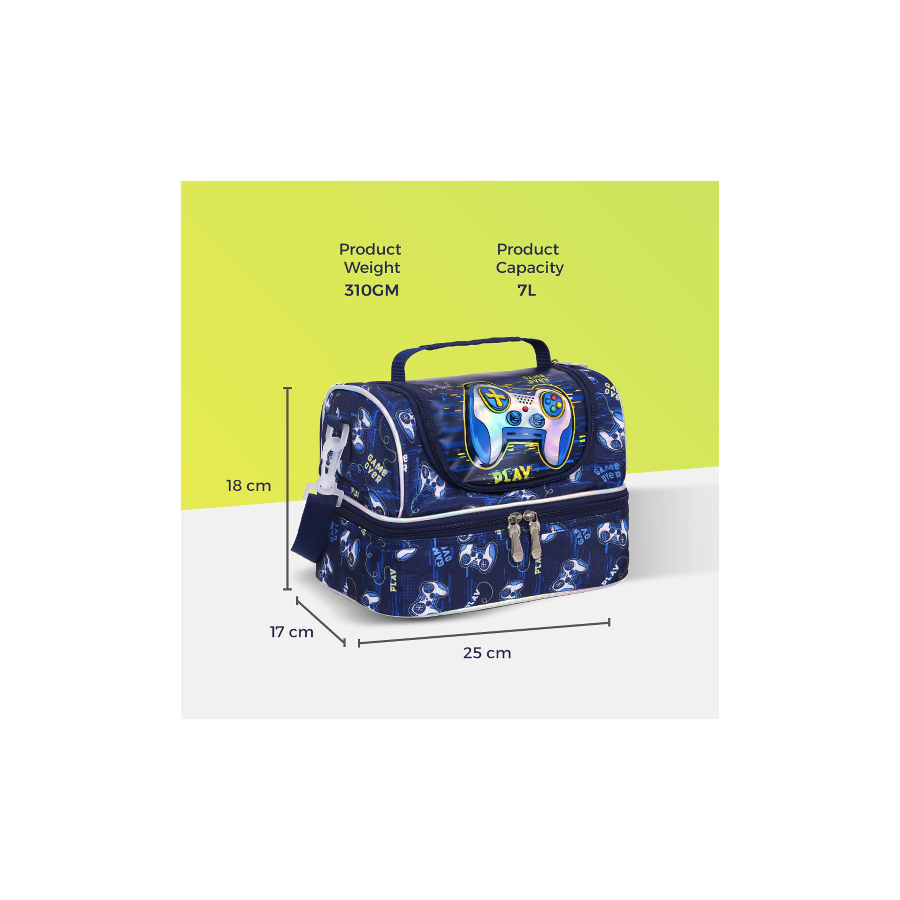 Eazy Kids Dual Compartment Lunch Bag, Gamer, Blue-school-lunchessentials-lunchbags-image-10
