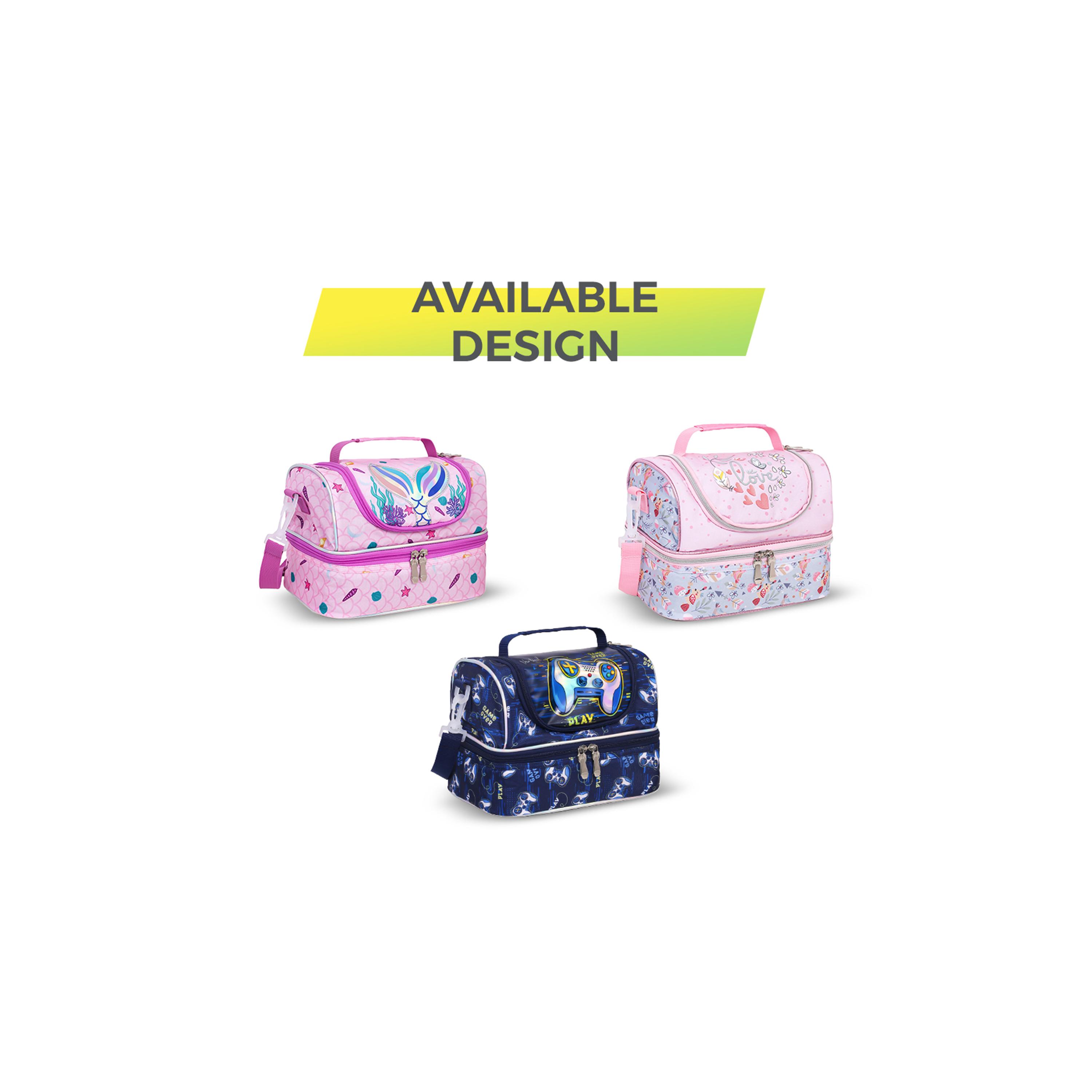 Eazy Kids Dual Compartment Lunch Bag, Gamer, Blue-school-lunchessentials-lunchbags-image-2