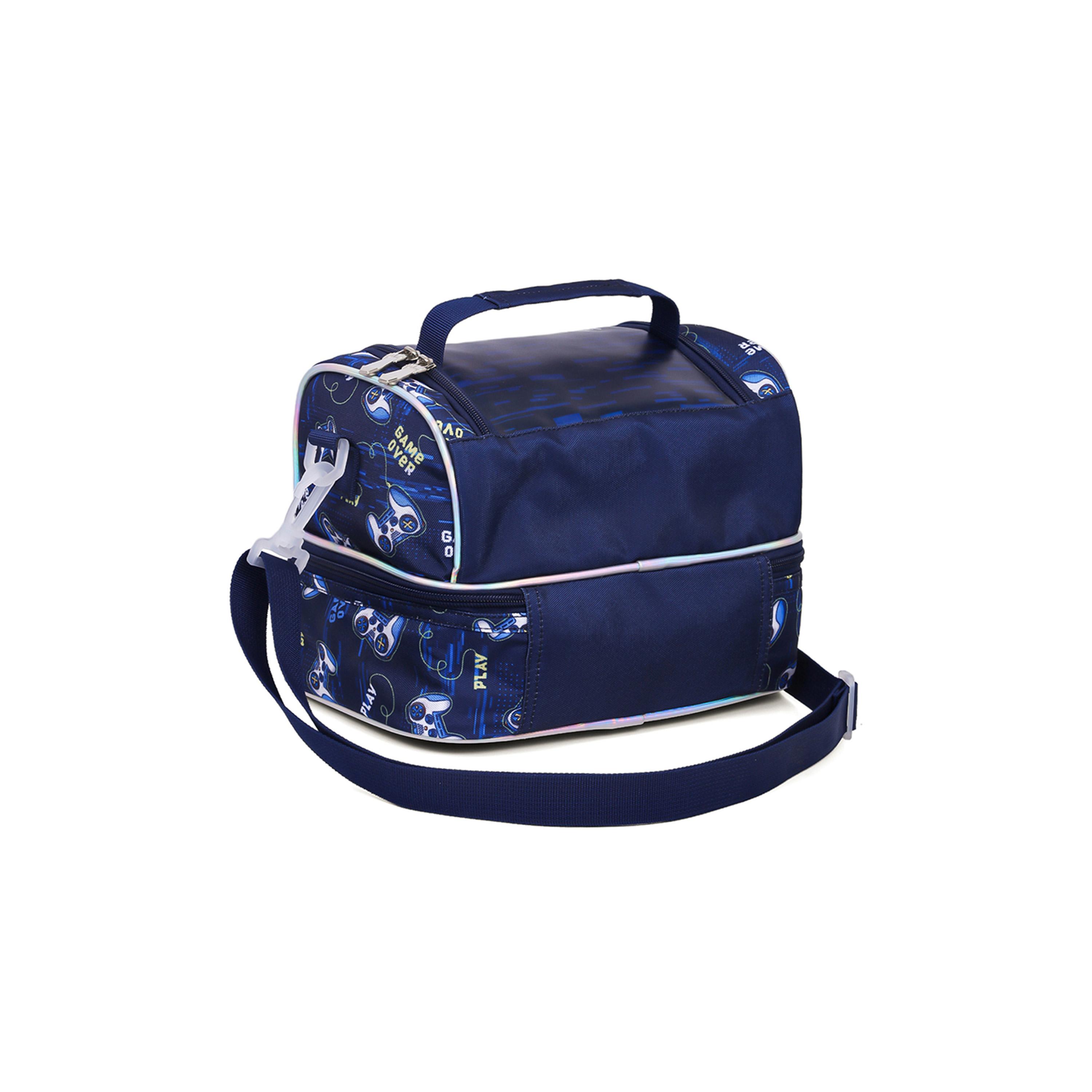 Eazy Kids Dual Compartment Lunch Bag, Gamer, Blue-school-lunchessentials-lunchbags-image-3