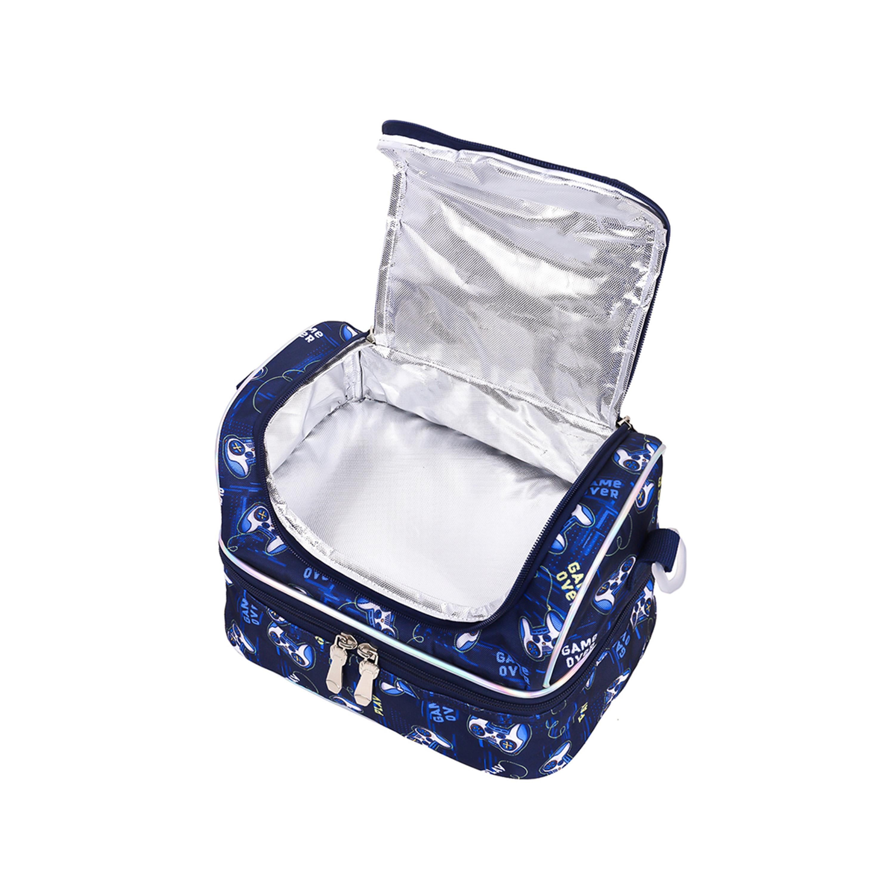 Eazy Kids Dual Compartment Lunch Bag, Gamer, Blue-school-lunchessentials-lunchbags-image-4