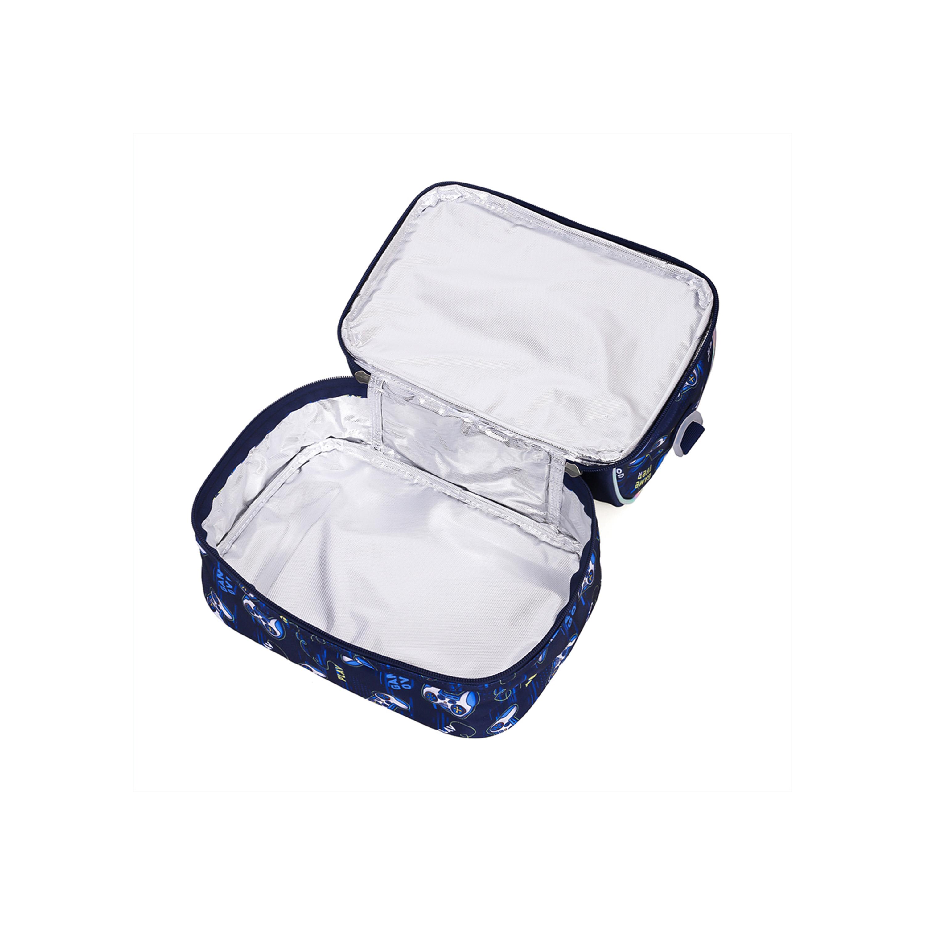 Eazy Kids Dual Compartment Lunch Bag, Gamer, Blue-school-lunchessentials-lunchbags-image-5