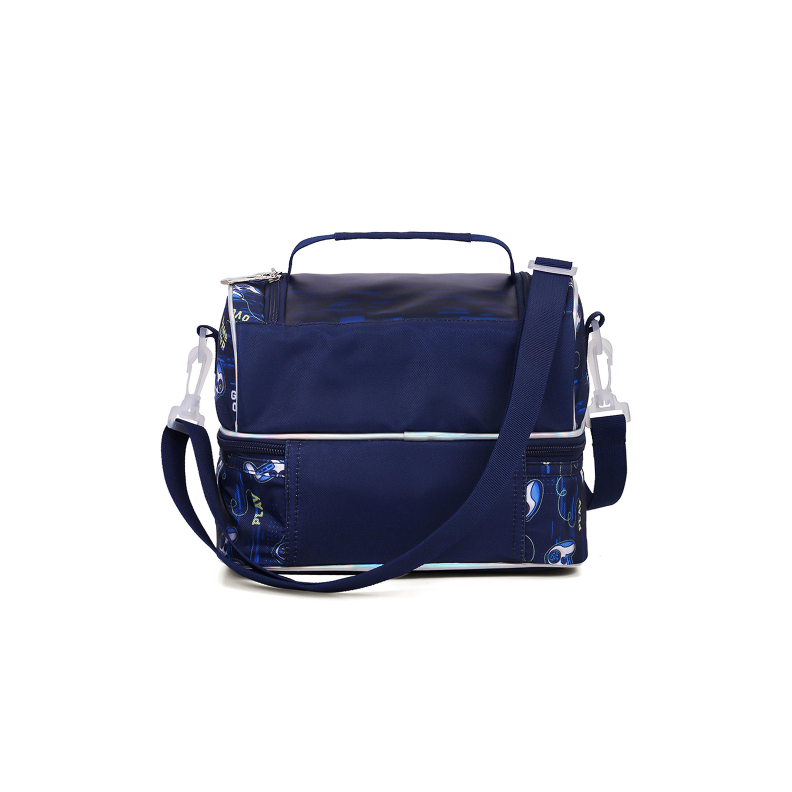 Eazy Kids Dual Compartment Lunch Bag, Gamer, Blue-school-lunchessentials-lunchbags-image-6