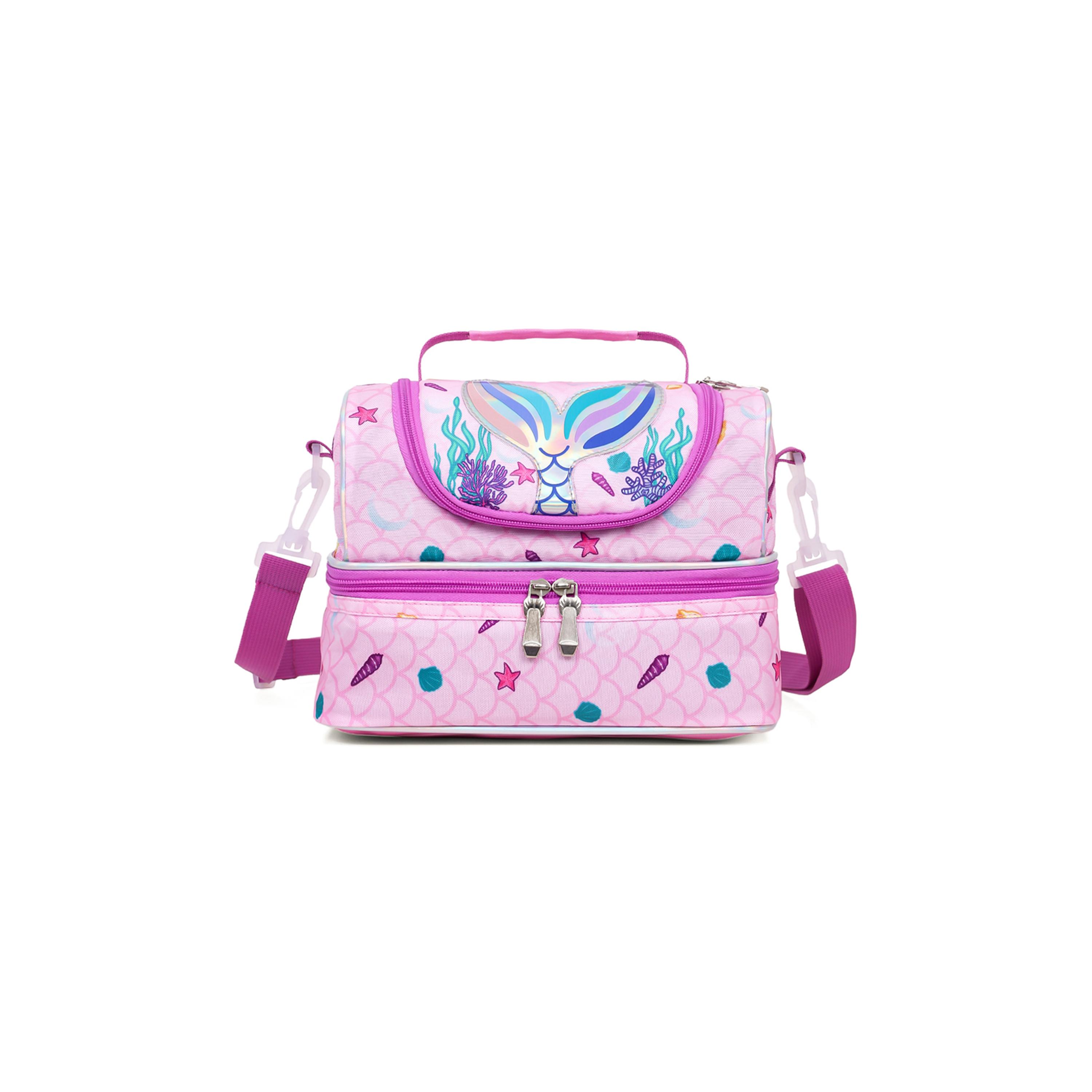Eazy Kids Dual Compartment Lunch Bag, Mermaid, Purple-school-lunchessentials-lunchbags-image-1