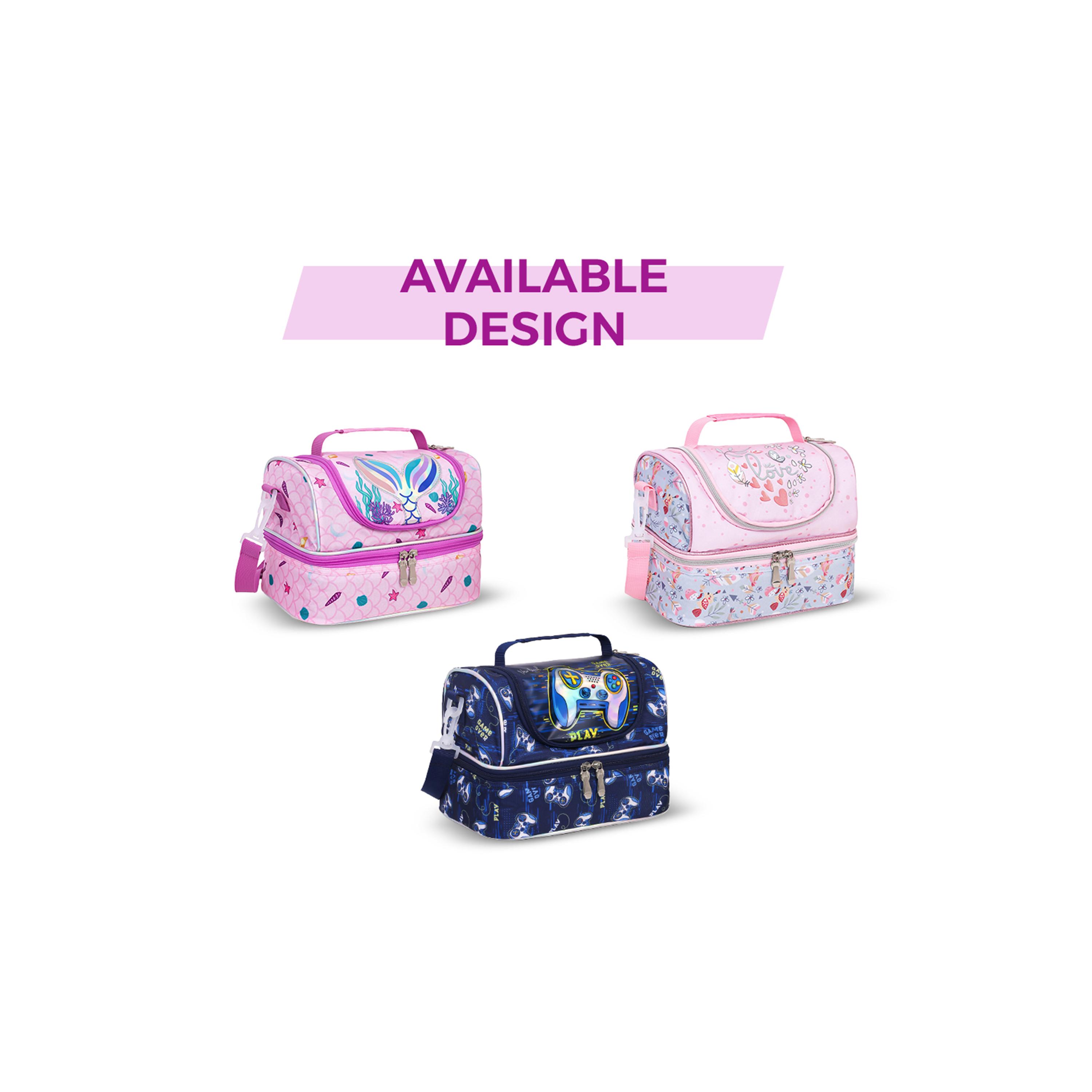 Eazy Kids Dual Compartment Lunch Bag, Mermaid, Purple-school-lunchessentials-lunchbags-image-2