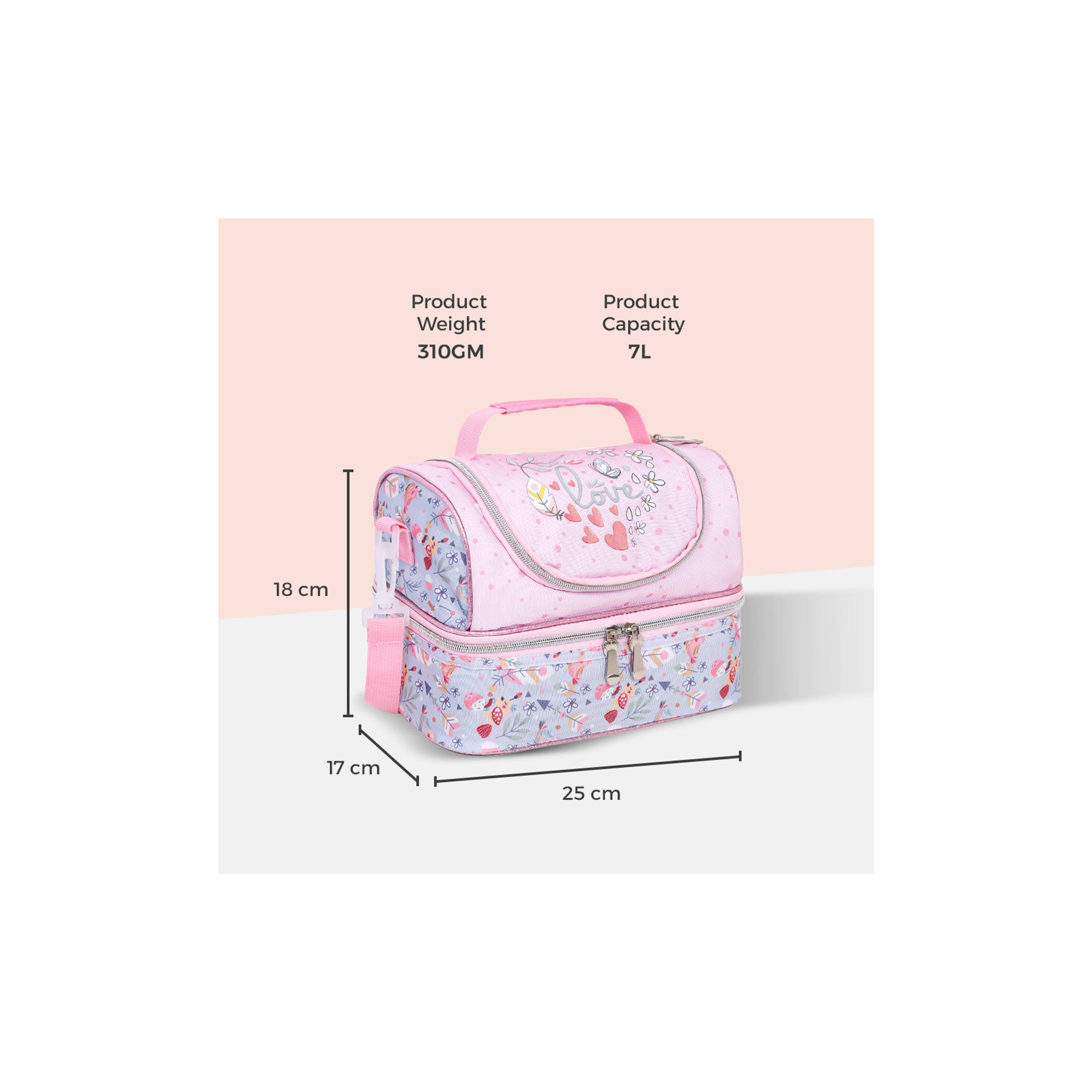 Eazy Kids Dual Compartment Lunch Bag, Love, Pink-school-lunchessentials-lunchbags-image-10