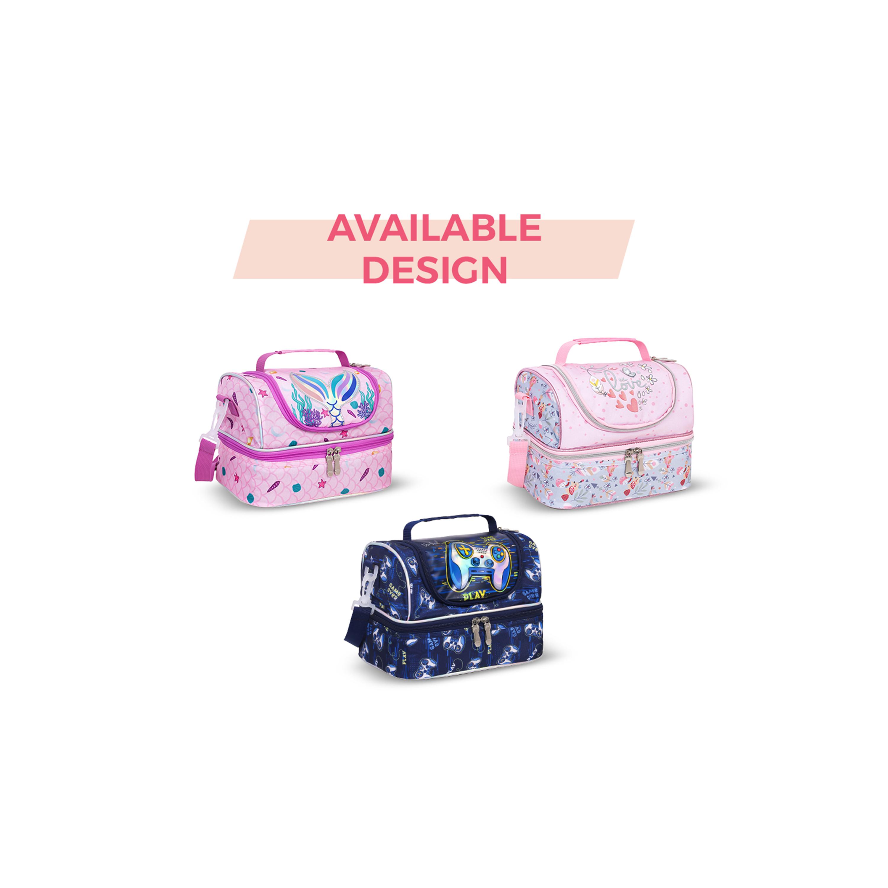Eazy Kids Dual Compartment Lunch Bag, Love, Pink-school-lunchessentials-lunchbags-image-2