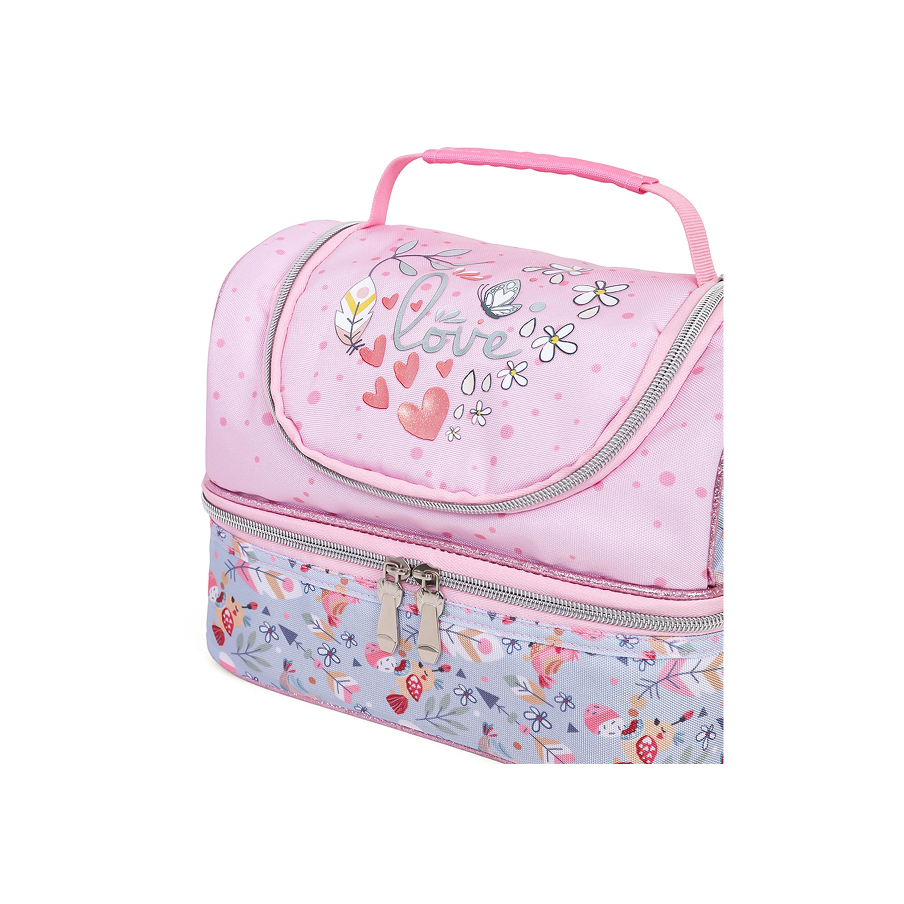 Eazy Kids Dual Compartment Lunch Bag, Love, Pink-school-lunchessentials-lunchbags-image-3