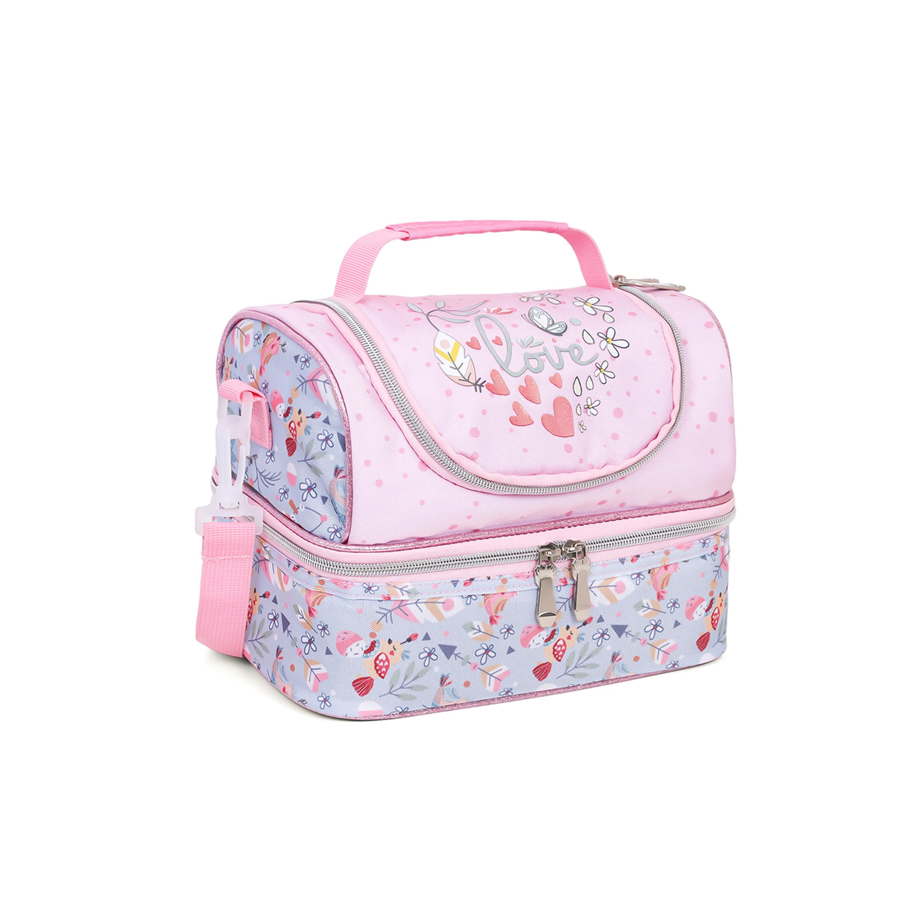 Eazy Kids Dual Compartment Lunch Bag, Love, Pink-school-lunchessentials-lunchbags-image-6