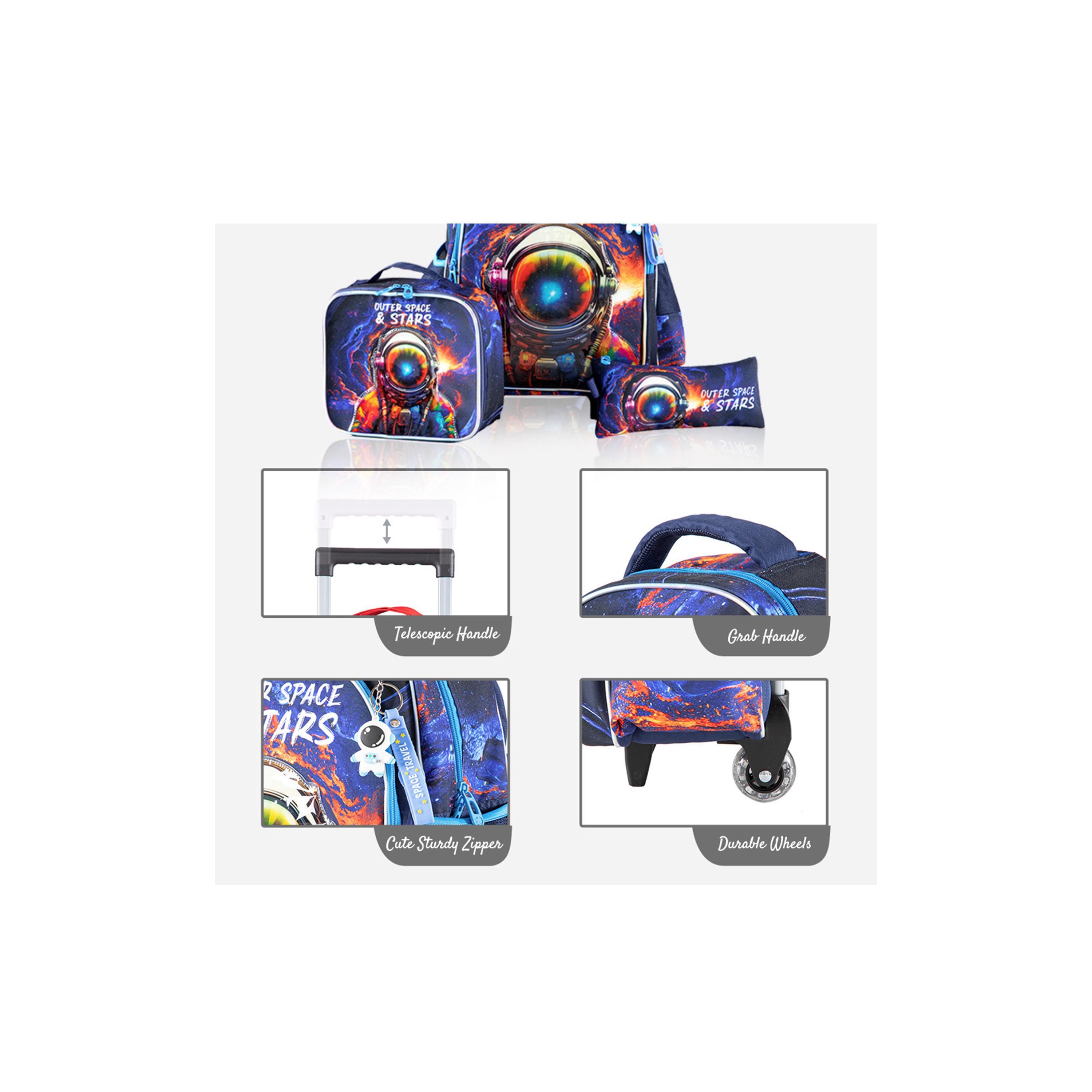 Eazy Kids 3-Piece 16Inch Trolly School Bag with Lunch Bag & Pencil Case, Outer Space, Blue-school-bagsandbackpacks-sets-image-10