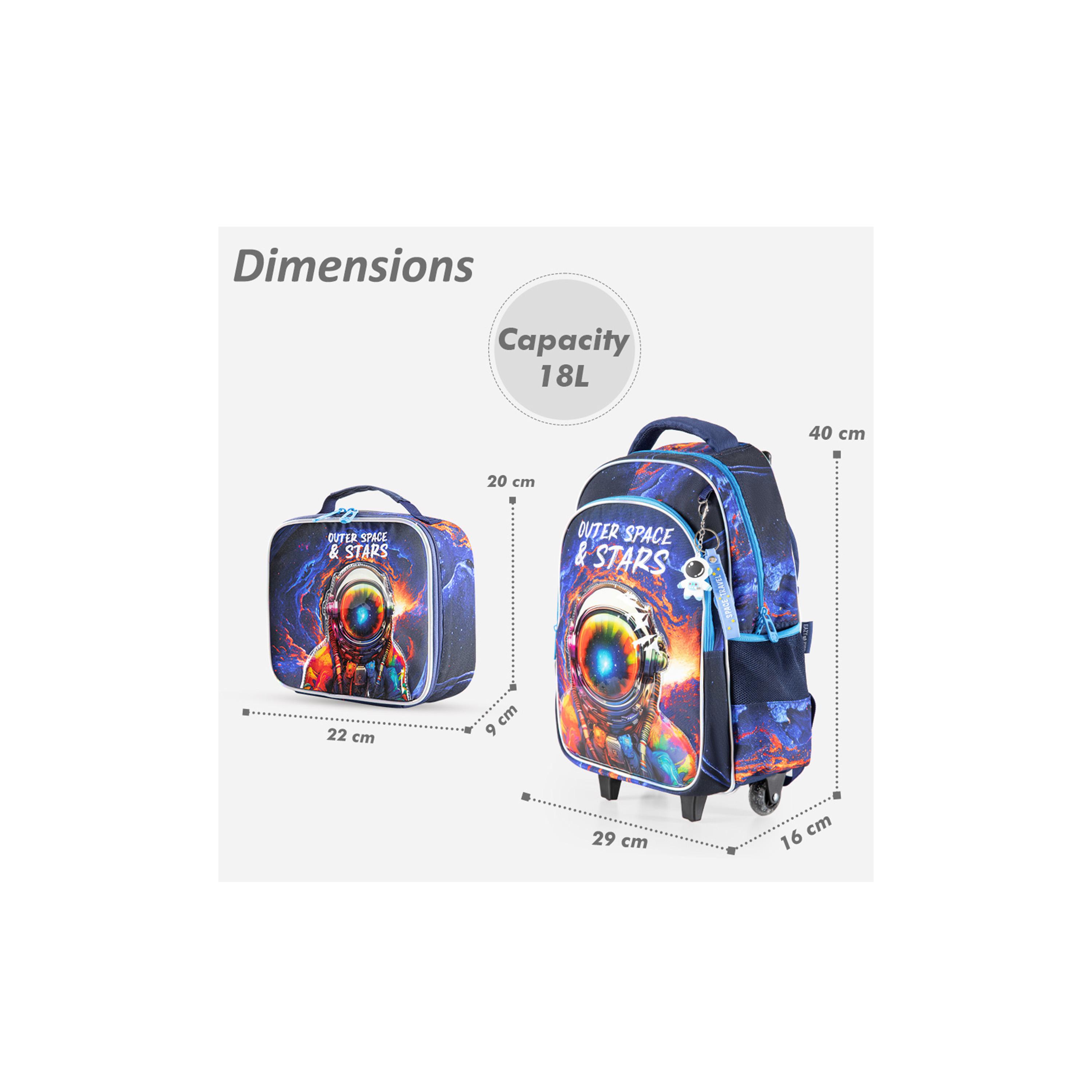 Eazy Kids 3-Piece 16Inch Trolly School Bag with Lunch Bag & Pencil Case, Outer Space, Blue-school-bagsandbackpacks-sets-image-2