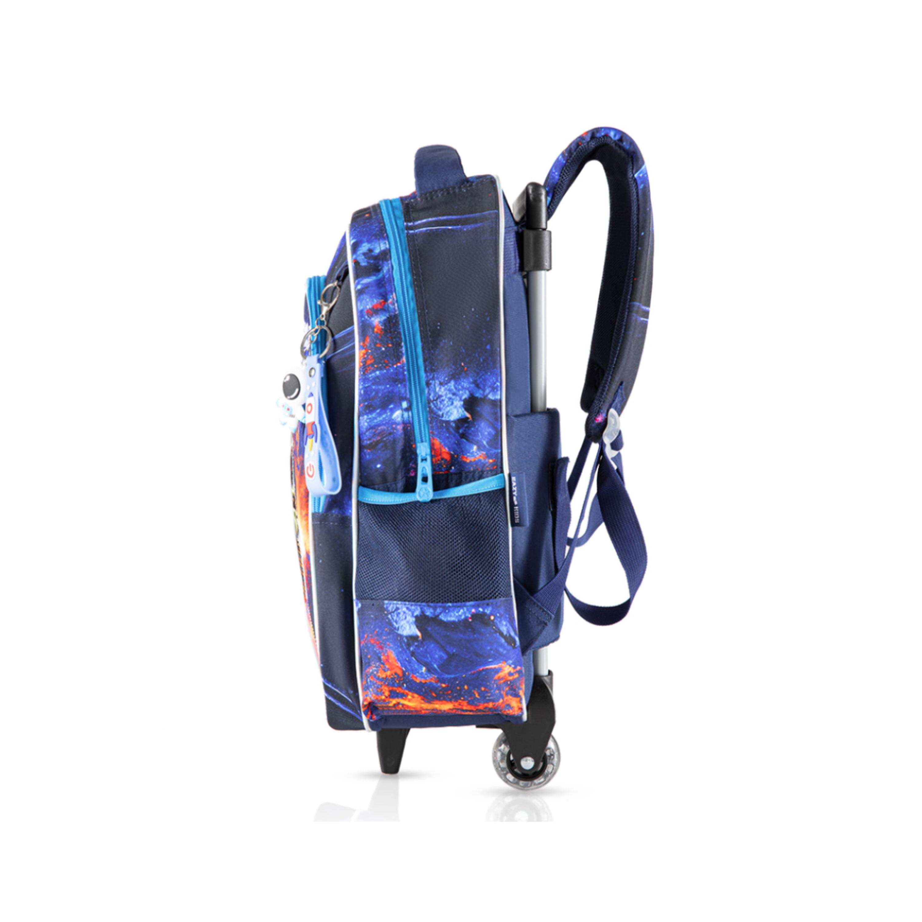 Eazy Kids 3-Piece 16Inch Trolly School Bag with Lunch Bag & Pencil Case, Outer Space, Blue-school-bagsandbackpacks-sets-image-6