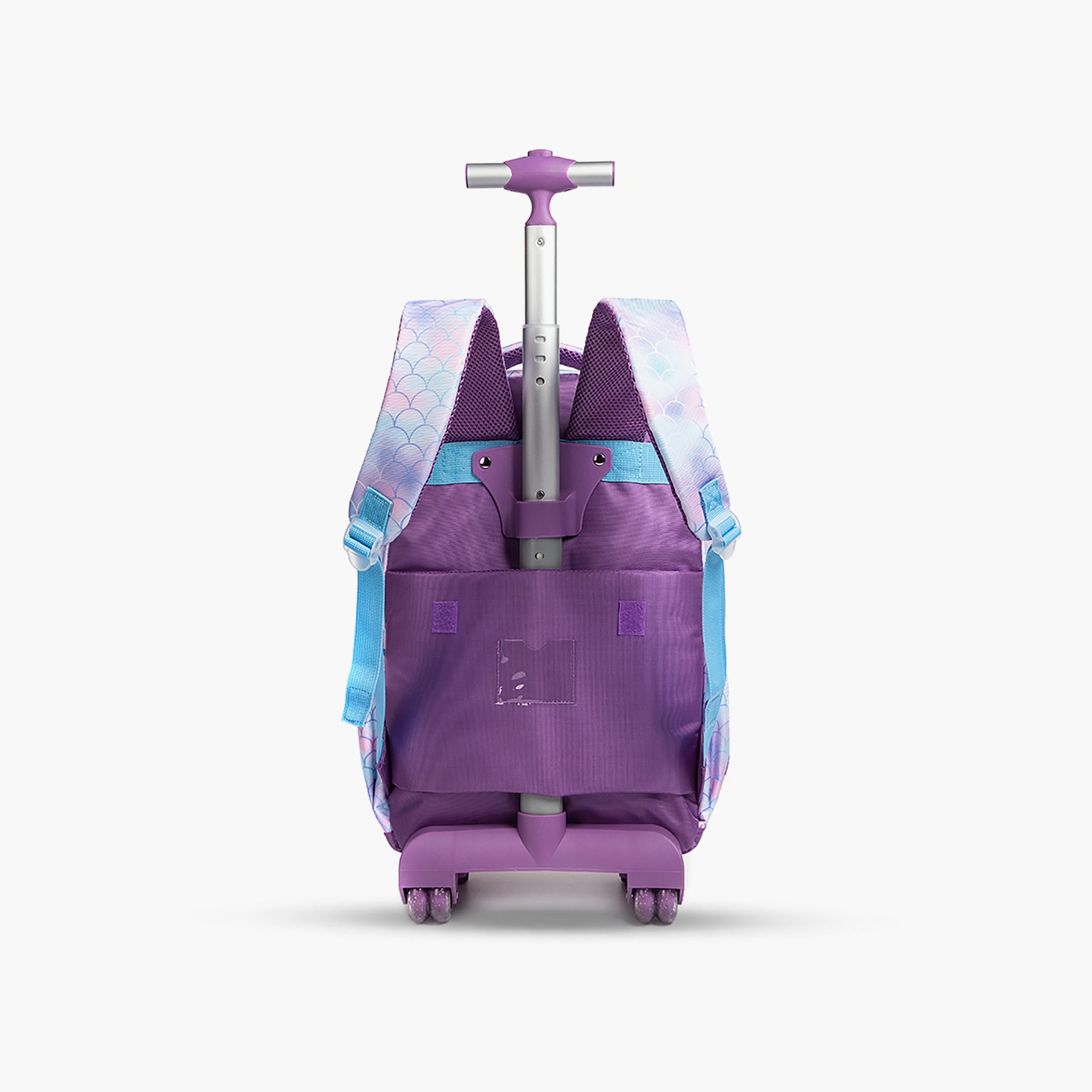 Eazy Kids 3-Piece 18InchTrolly School Bag with Lunch Bag & Pencil Case, Mermain, Purple-school-bagsandbackpacks-sets-image-4