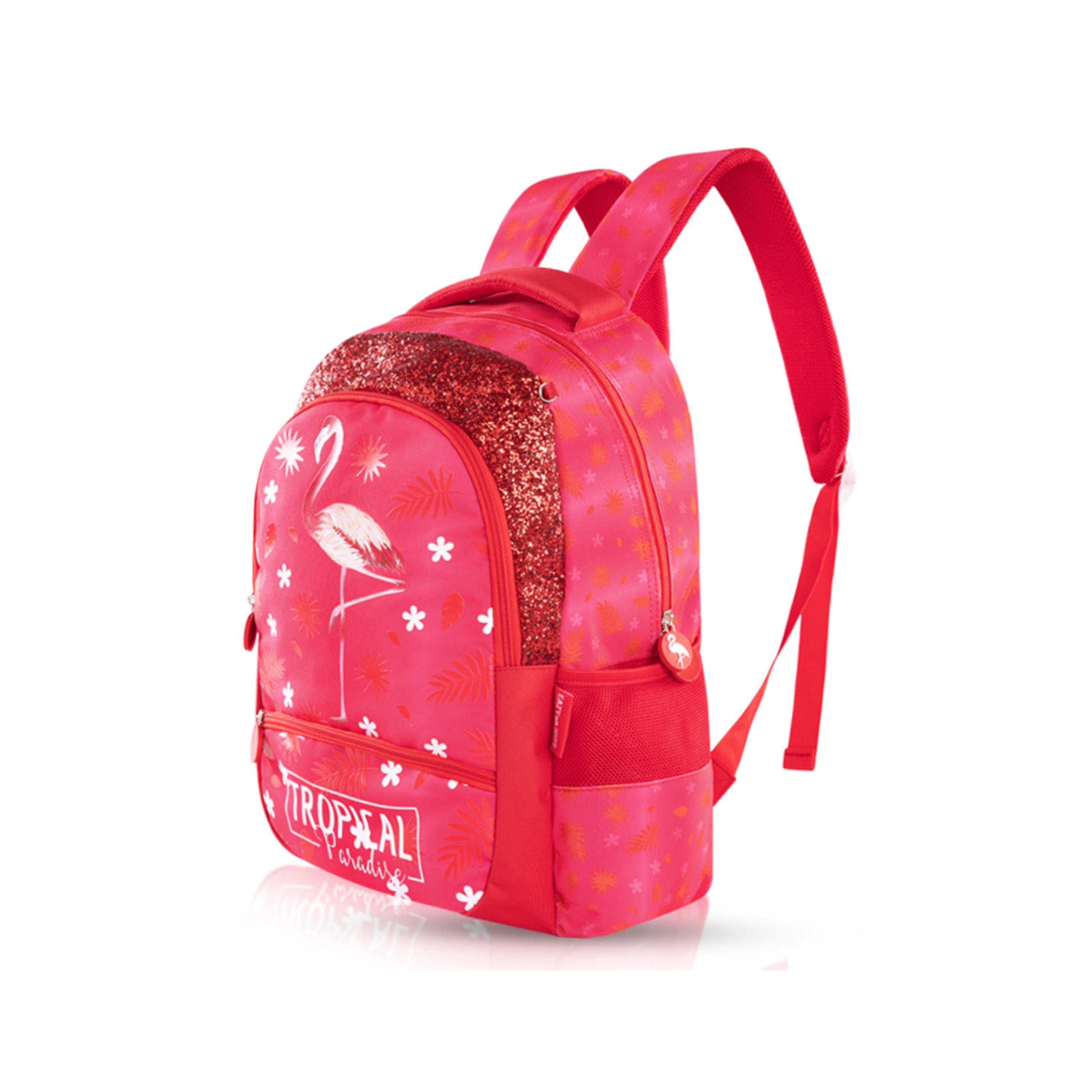 Eazy Kids 3-Piece 17Inch School Bag with Lunch Bag & Pencil Case, Tropical, Pink-school-bagsandbackpacks-sets-image-5