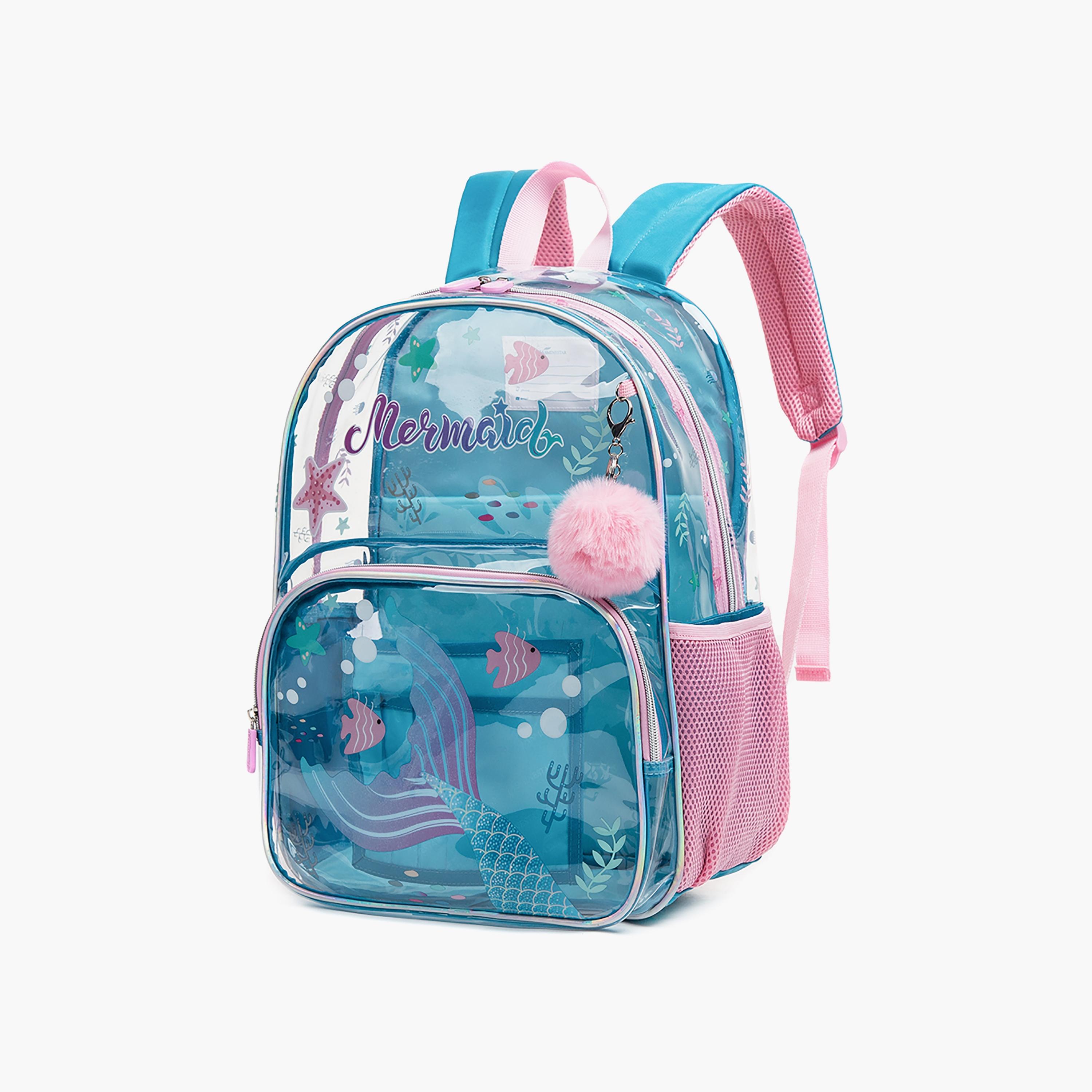 Eazy Kids 3-Piece 17Inch School Bag with Lunch Bag & Pencil Case, Mermaid, Blue-school-bagsandbackpacks-sets-image-2