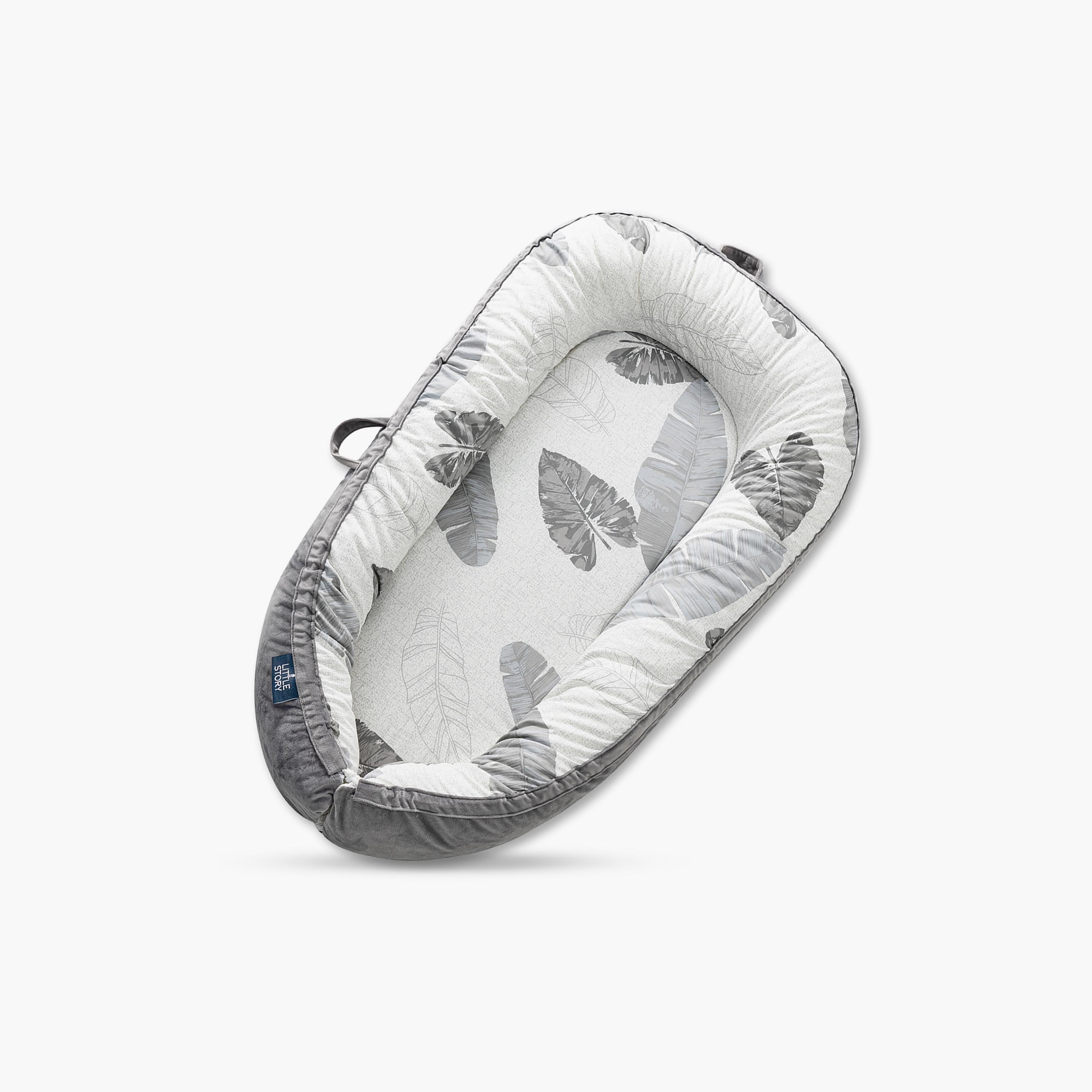 Little Story Soft Breathable Fiberfill Lounger Bed with Pillow, Leaves-baby-nursery-babybedding-image-2