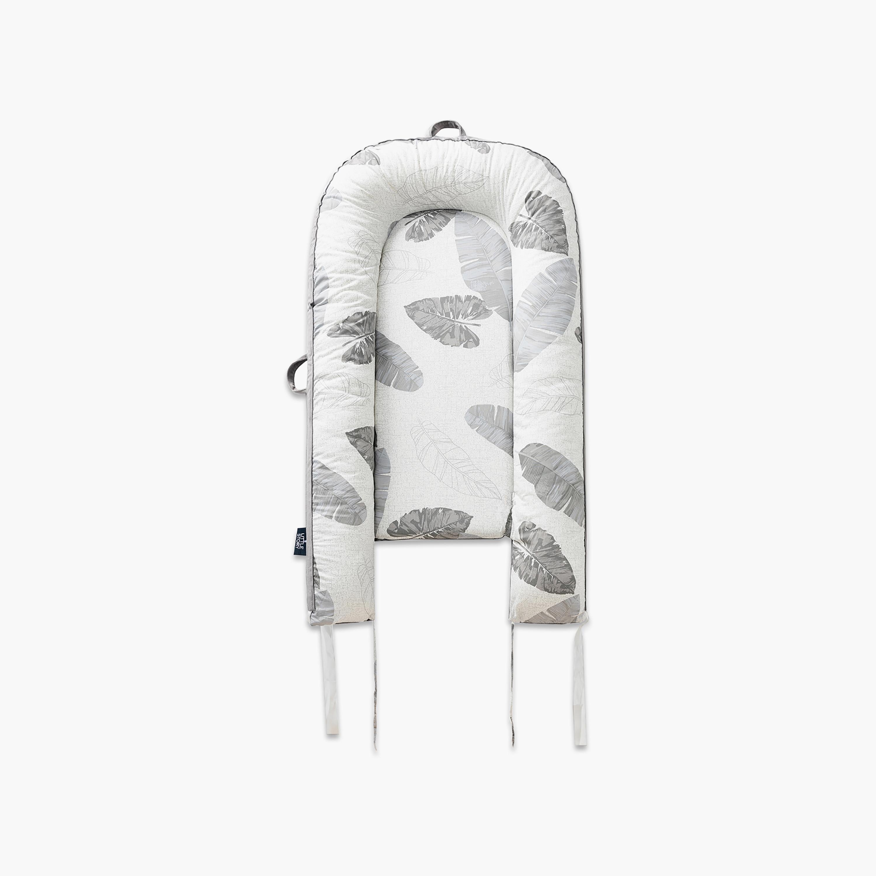 Little Story Soft Breathable Fiberfill Lounger Bed with Pillow, Leaves-baby-nursery-babybedding-image-4