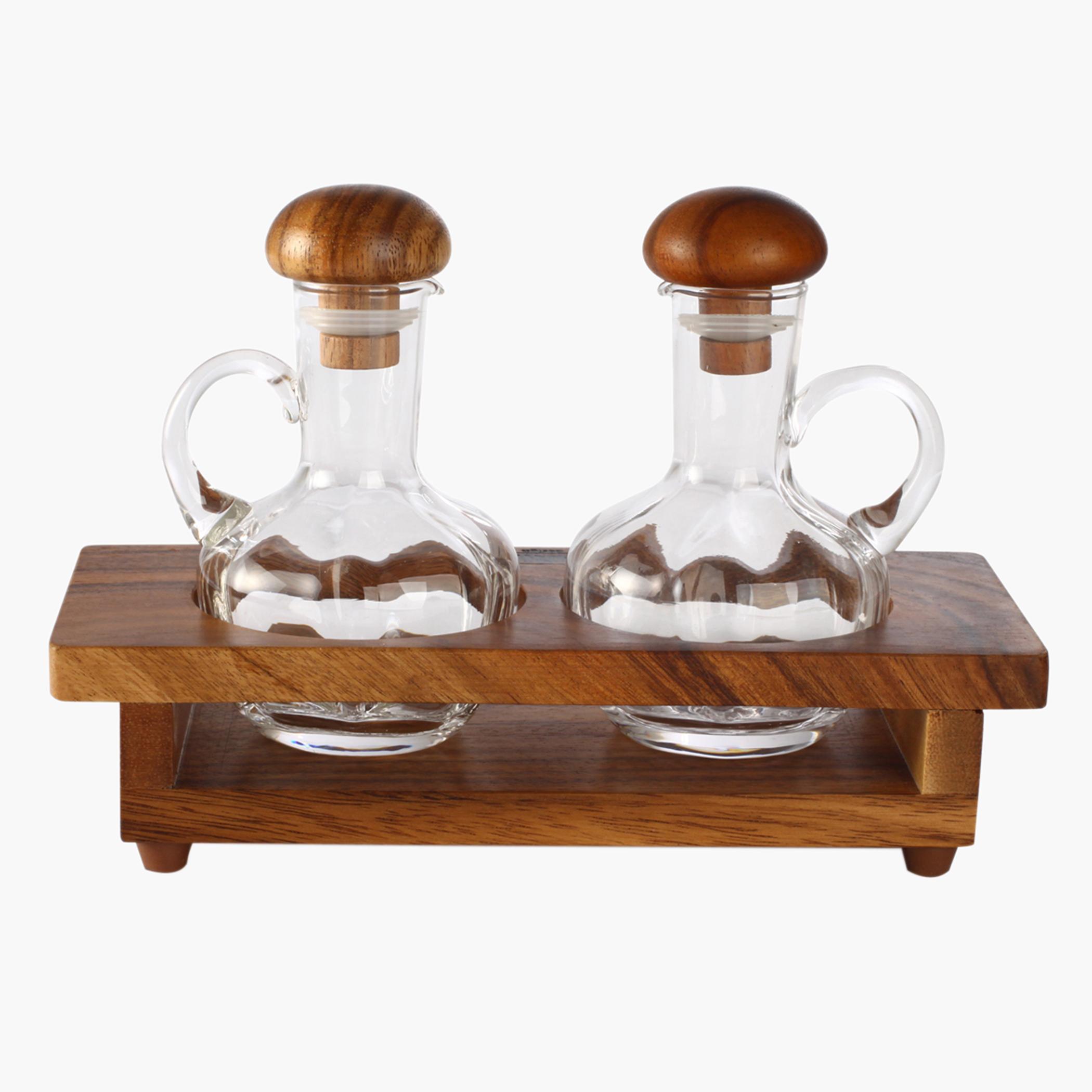 Billi Wooden Cruet Set - 9.5x23x15 cm