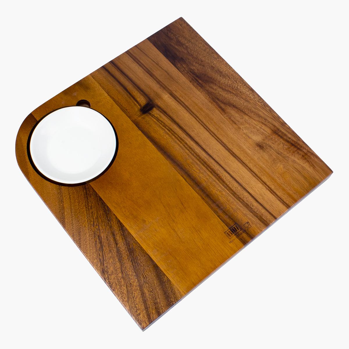 Billi Wooden Serving Board with Ceramic Bowl 32.5x32.5x2.5 cm