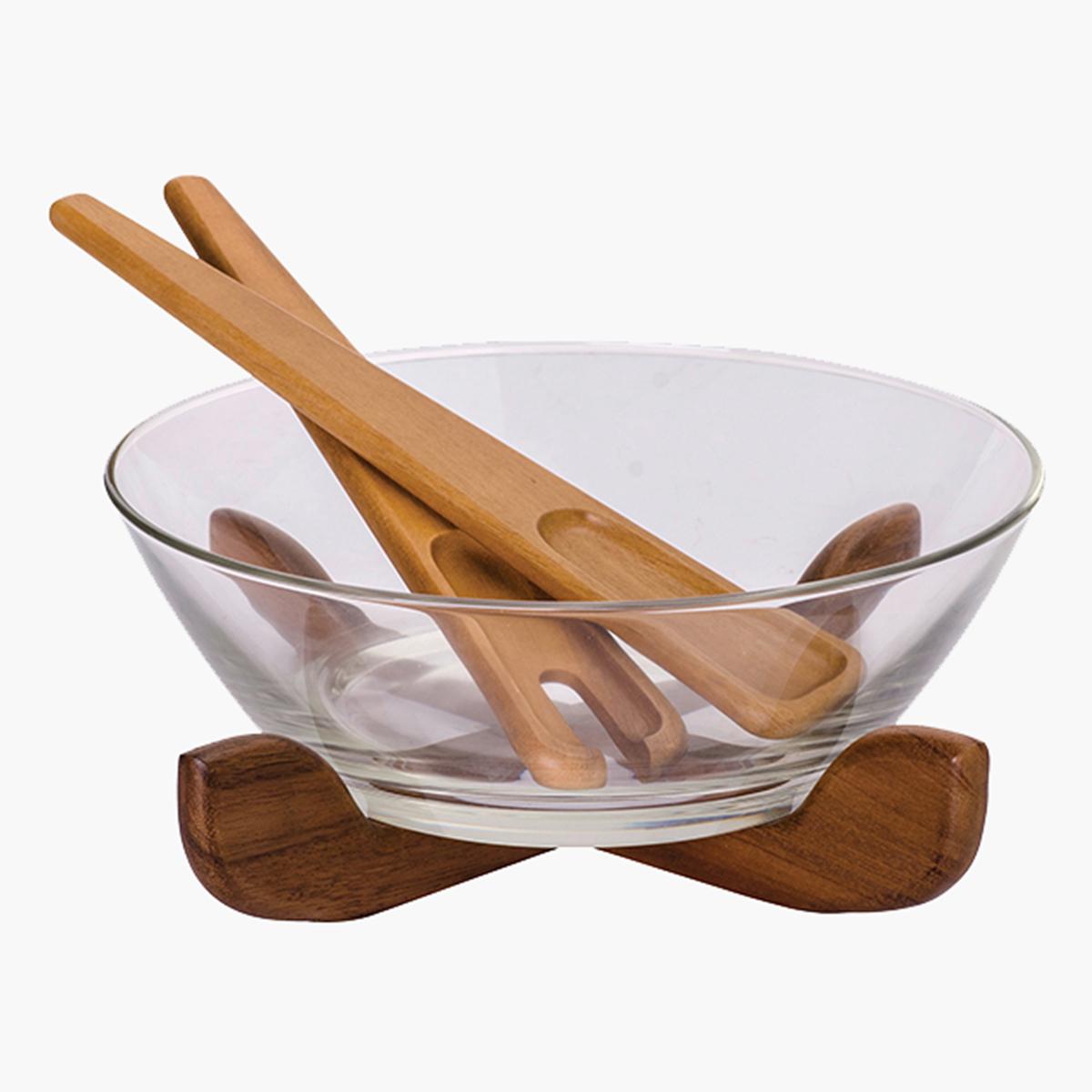 Billi Wooden Salad Bowl Set - 27x27x12.6 cm