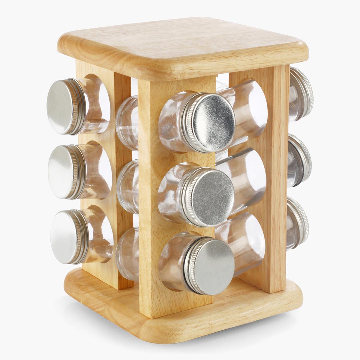 Shop Billi 12 Bottle Wooden Spice Rack 15x15x22.5 cm Online Home Centre UAE