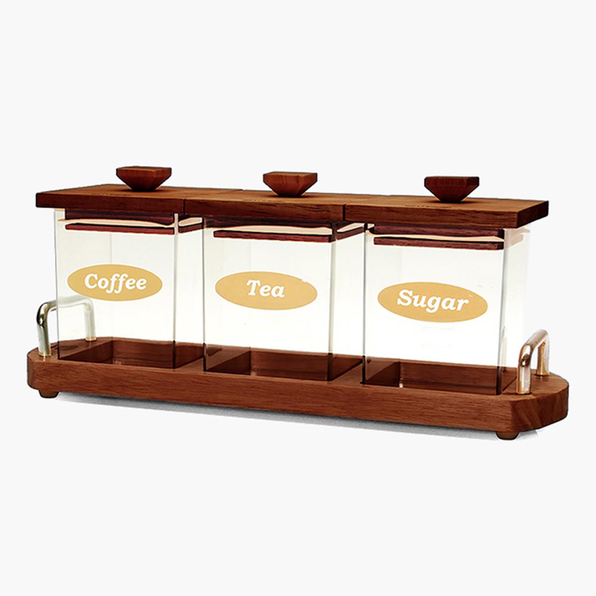 Billi 3-Piece Canister Set with Tray 37.5x11x15.5 cm